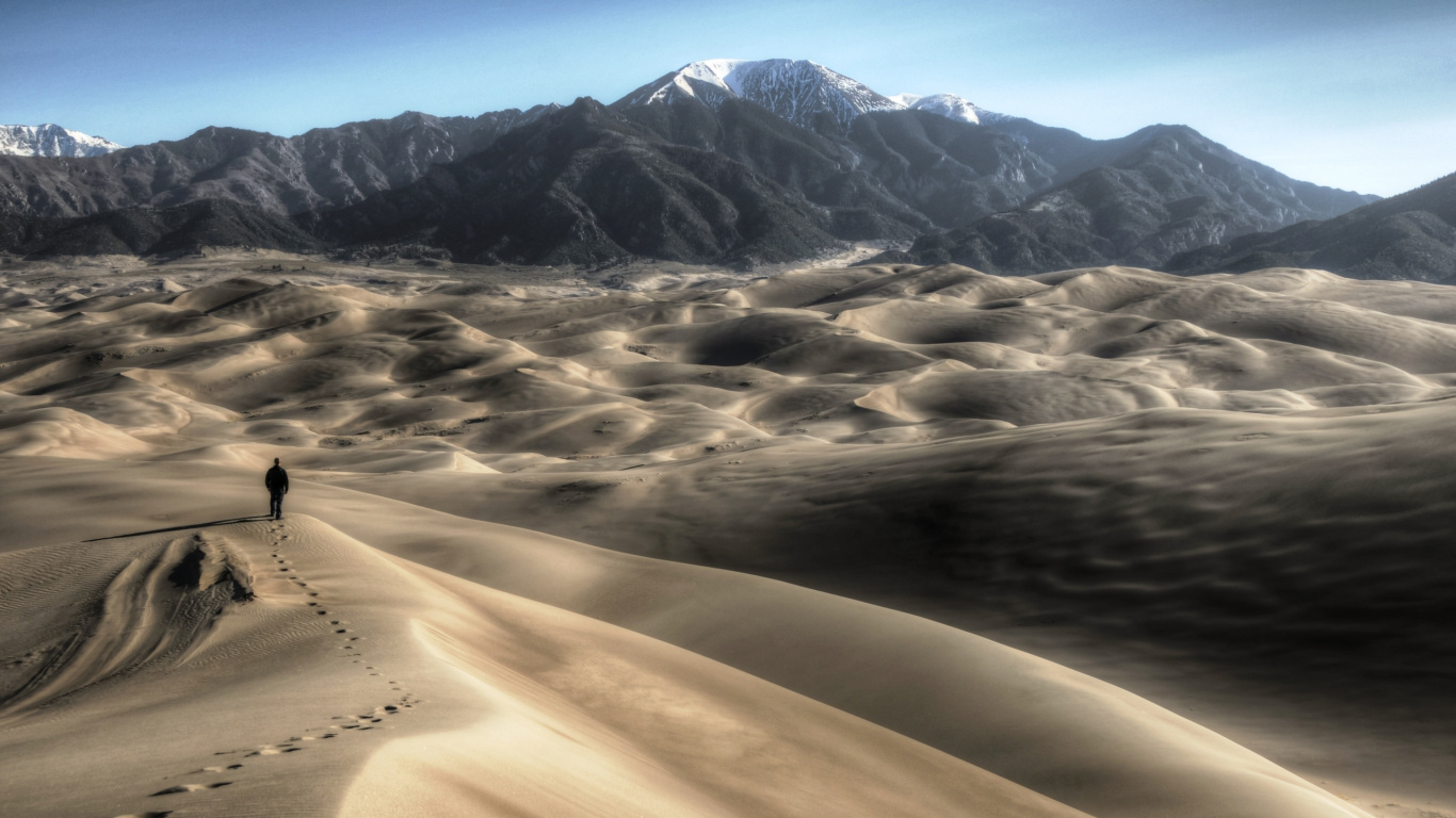 Обои высокая дюна, Дюна, парк, национальный парк, песок в разрешении 1366x768