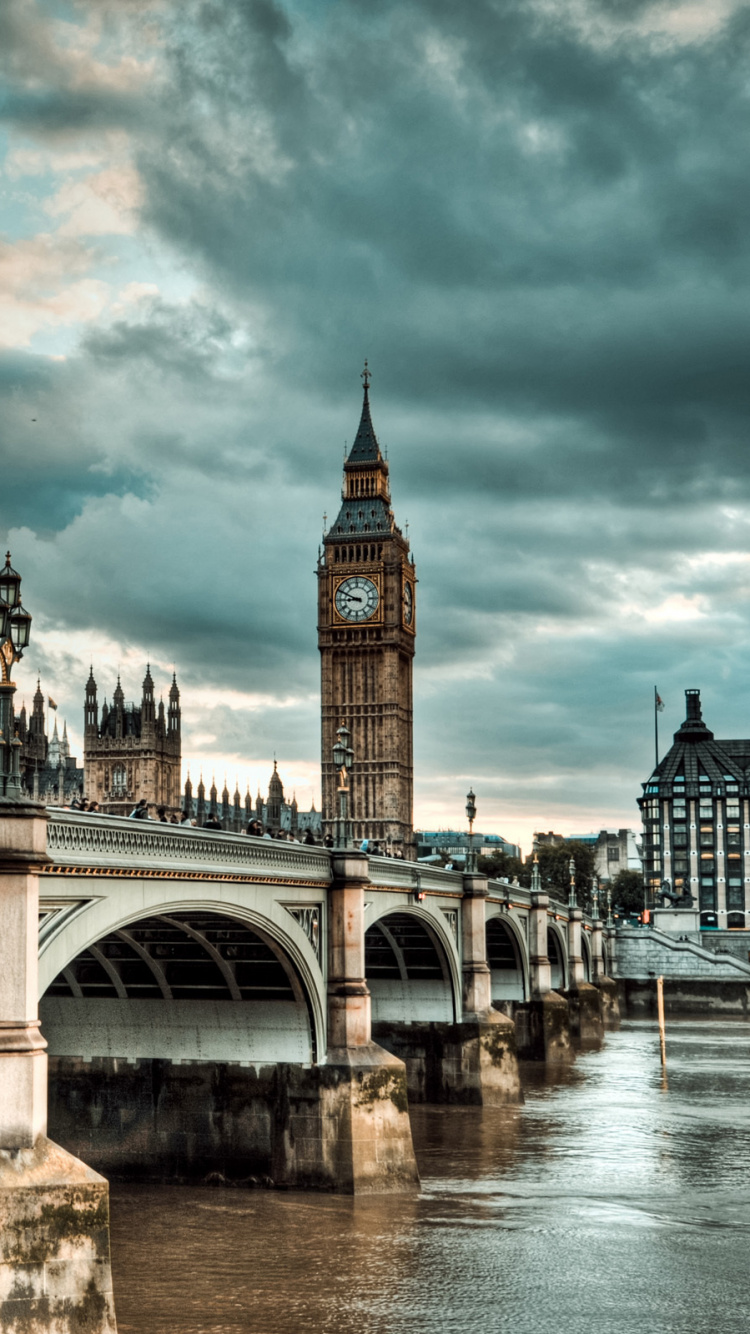 Обои здание парламента, вестминстерский дворец, Биг Бен, река темза, вестминстерский мост в разрешении 750x1334