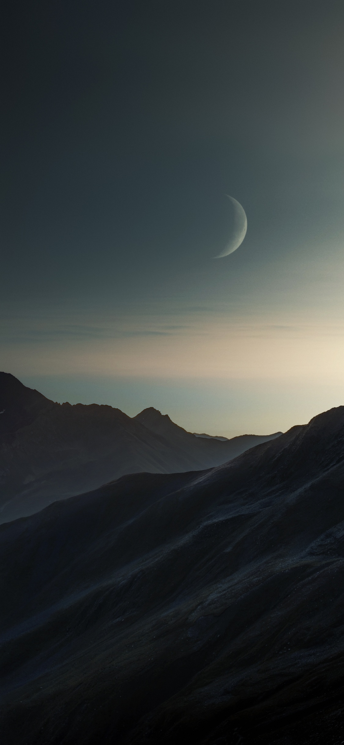 Обои атмосфера, облако, луна, гора, солнечный свет в разрешении 1125x2436