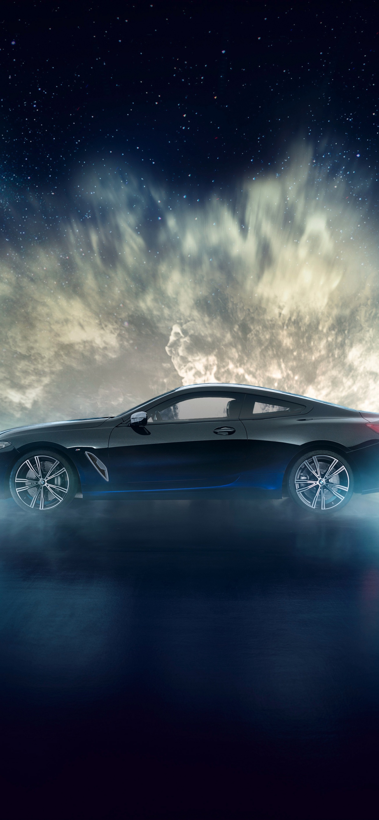 Обои Байерише Моторен Верке АГ, ночь m850i небо, полный привод m850i, bmw, авто в разрешении 1242x2688