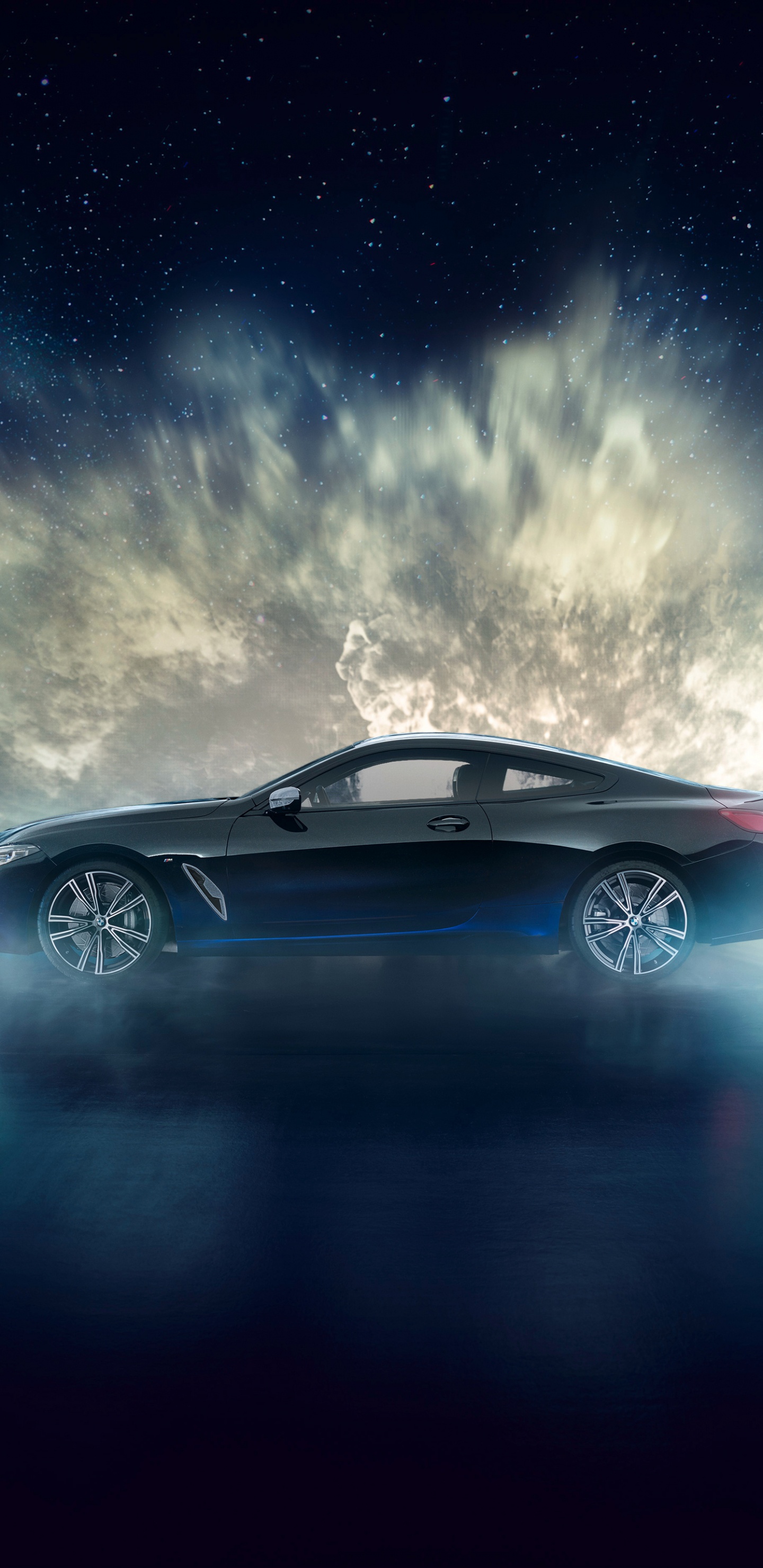 Обои Байерише Моторен Верке АГ, ночь m850i небо, полный привод m850i, bmw, авто в разрешении 1440x2960