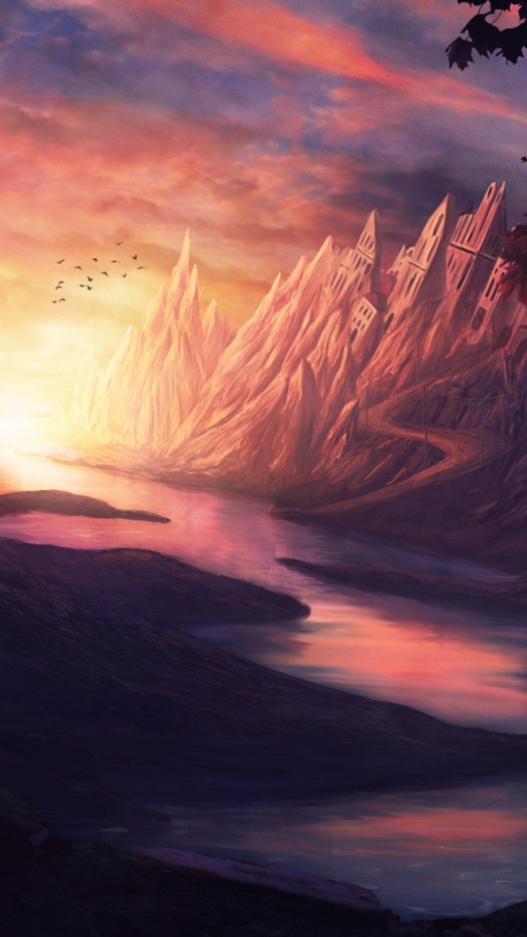 Обои фантазия солнца, фантастическое искусство, фэнтези, природа, облако в разрешении 1080x1920