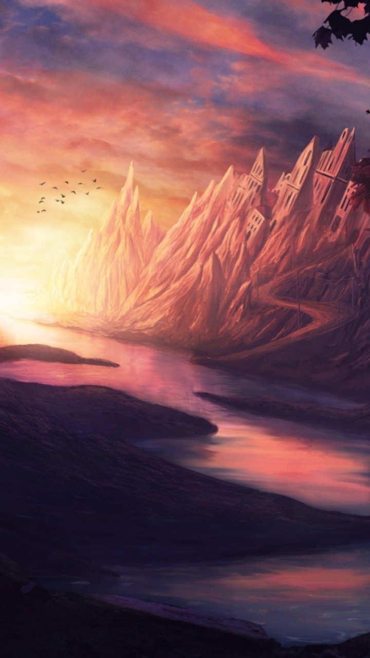 Обои фантазия солнца, фантастическое искусство, фэнтези, природа, облако в разрешении 720x1280