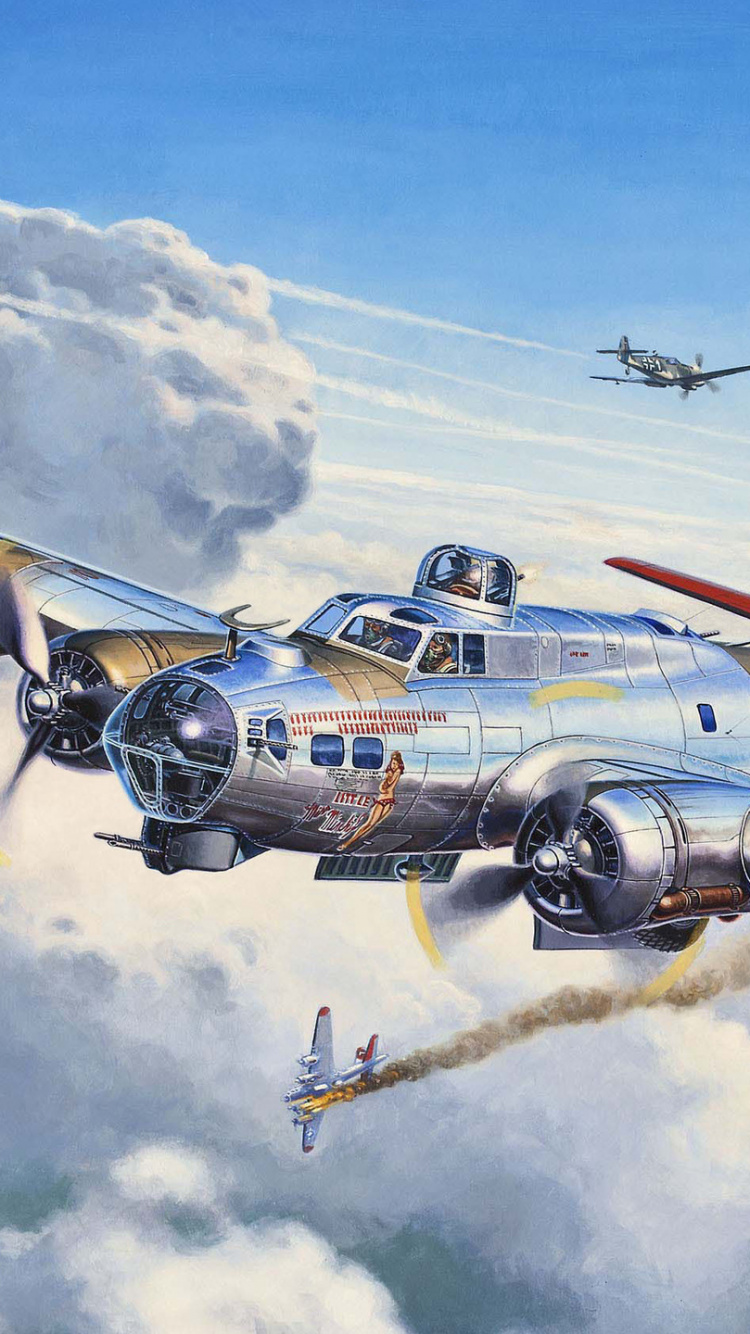 Обои Боинг б-17 летающая крепость, военный самолет, самолеты, самолет, авиация в разрешении 750x1334