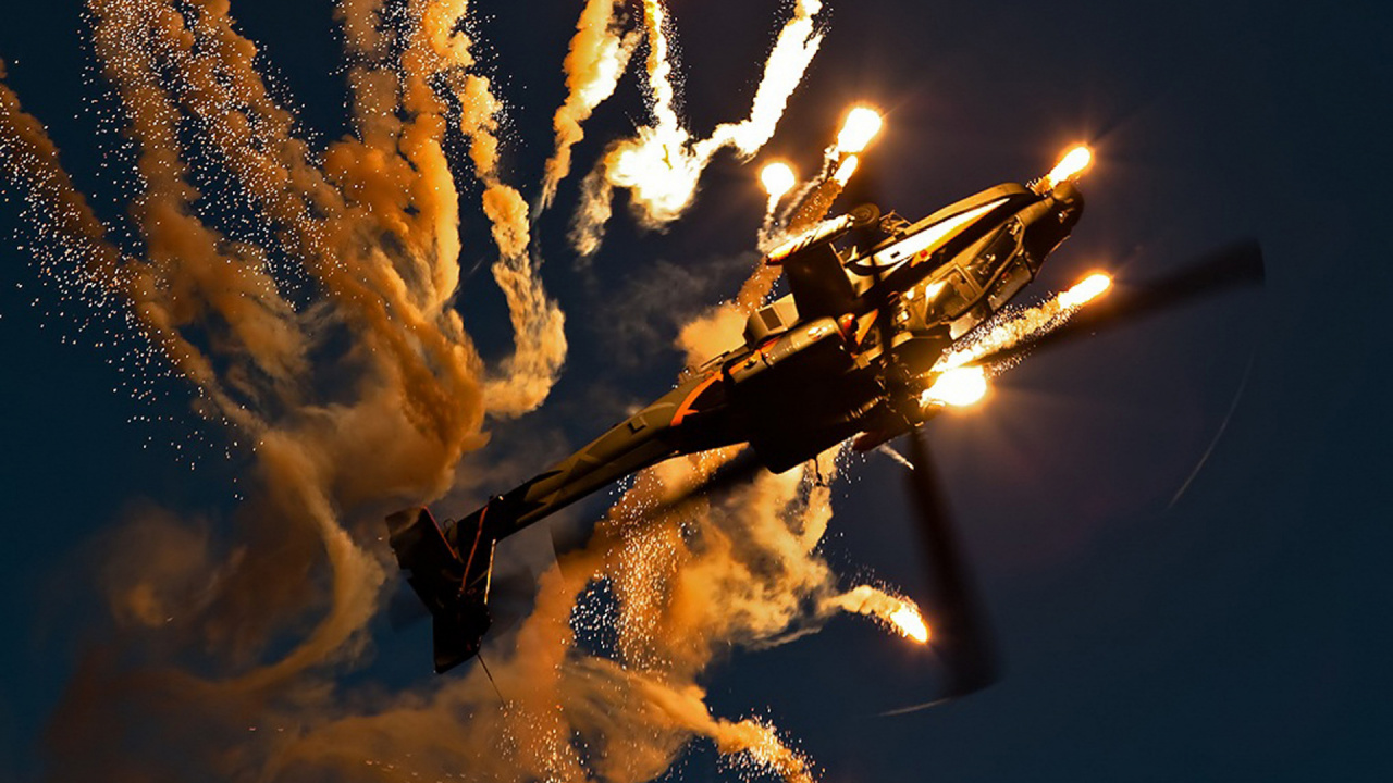 Обои ударный вертолет, военный вертолет, ночь, военный, Боинг АН 64 в разрешении 1280x720