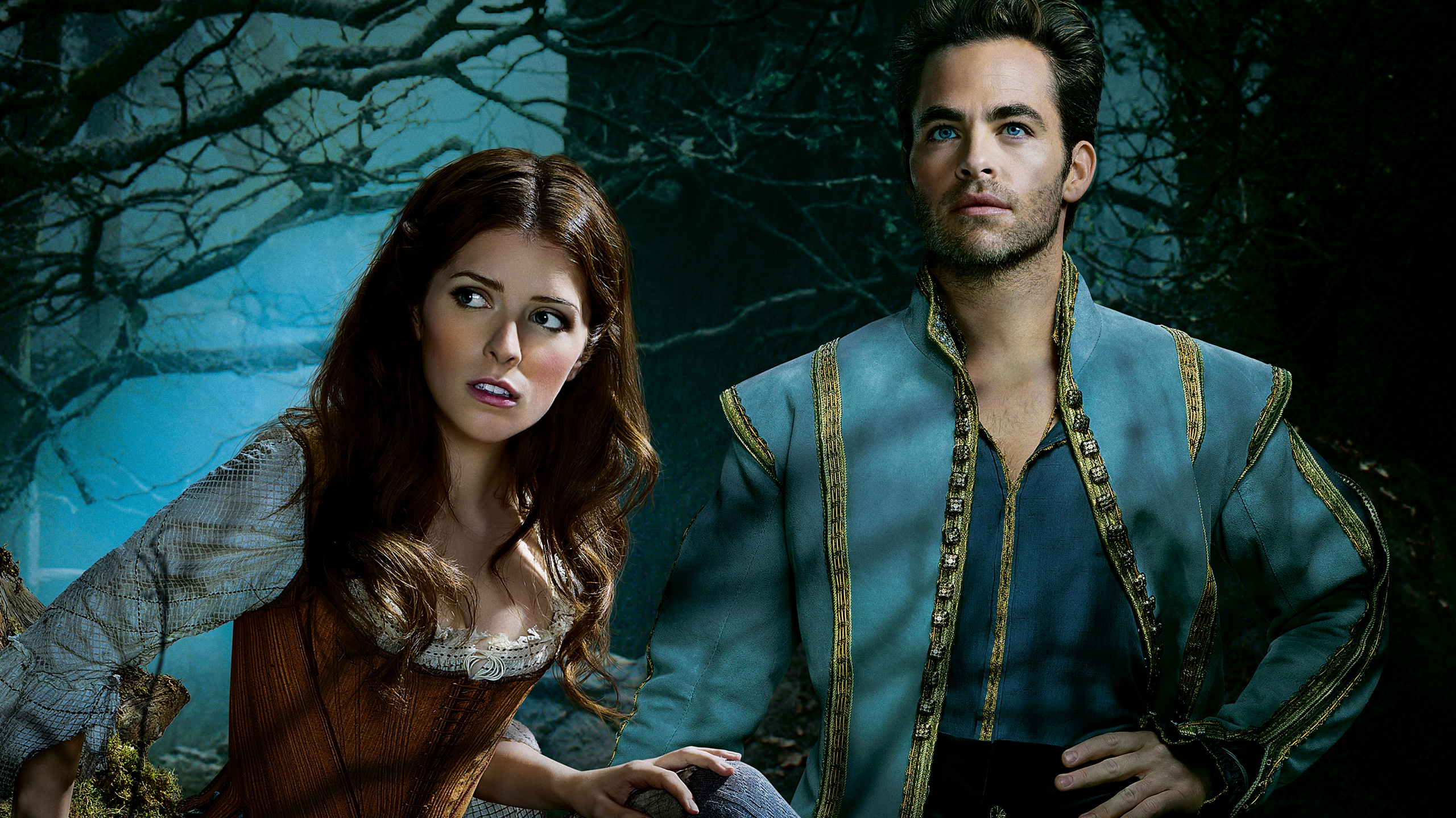 Обои Крис Пайн, Анна Кендрик, В лес, прекрасный принц, красота в разрешении 2560x1440