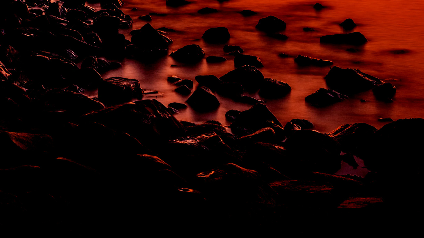 Обои закат, вода, гидроресурсы, Оранжевый цвет, природный ландшафт в разрешении 1366x768