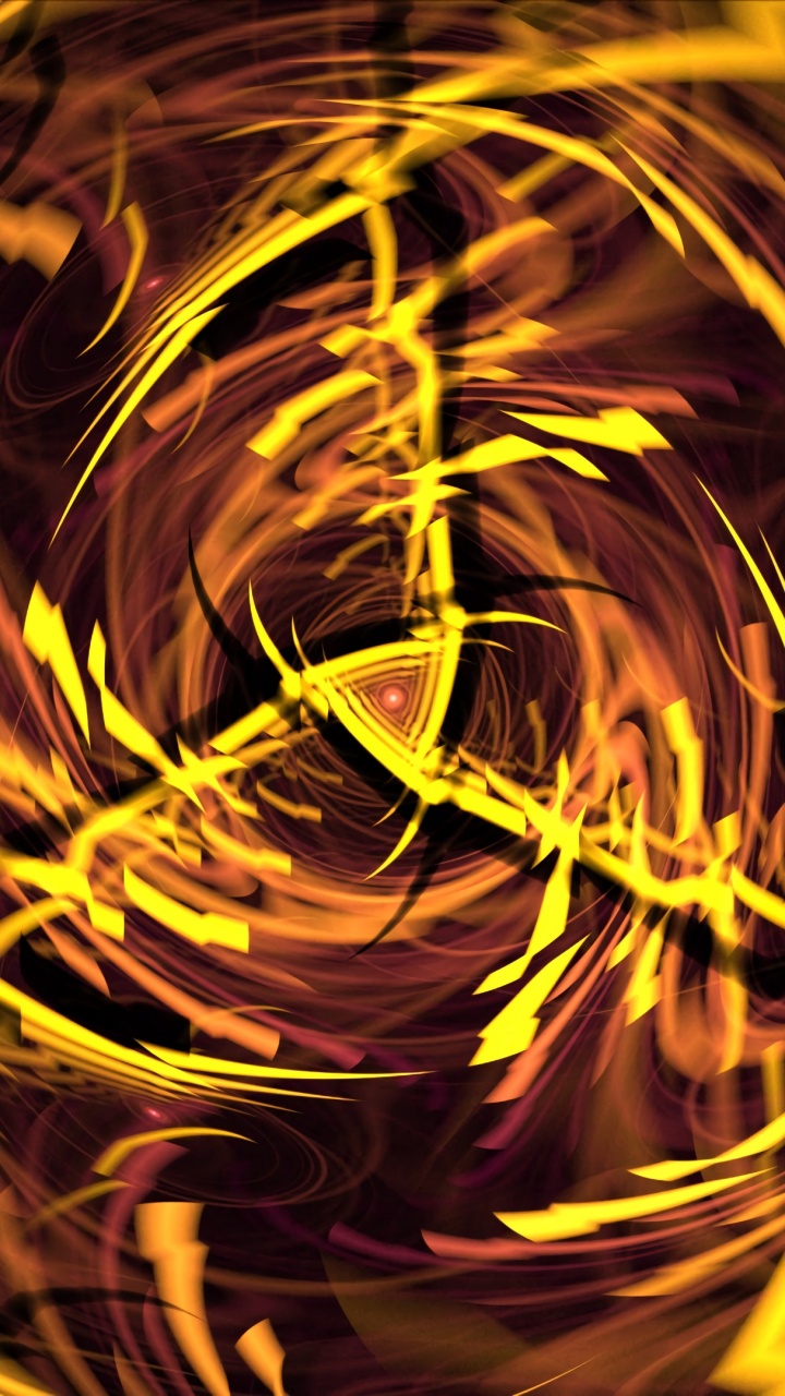 Обои искажение, абстракция, фрактальное искусство, свет, желтый в разрешении 720x1280