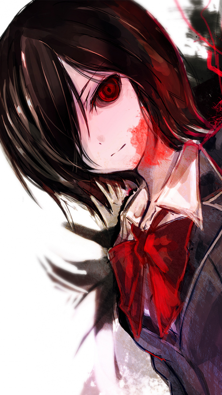 Обои Токио вурдалак, Кен kaneki, аниме, красный цвет, иллюстрация в разрешении 750x1334