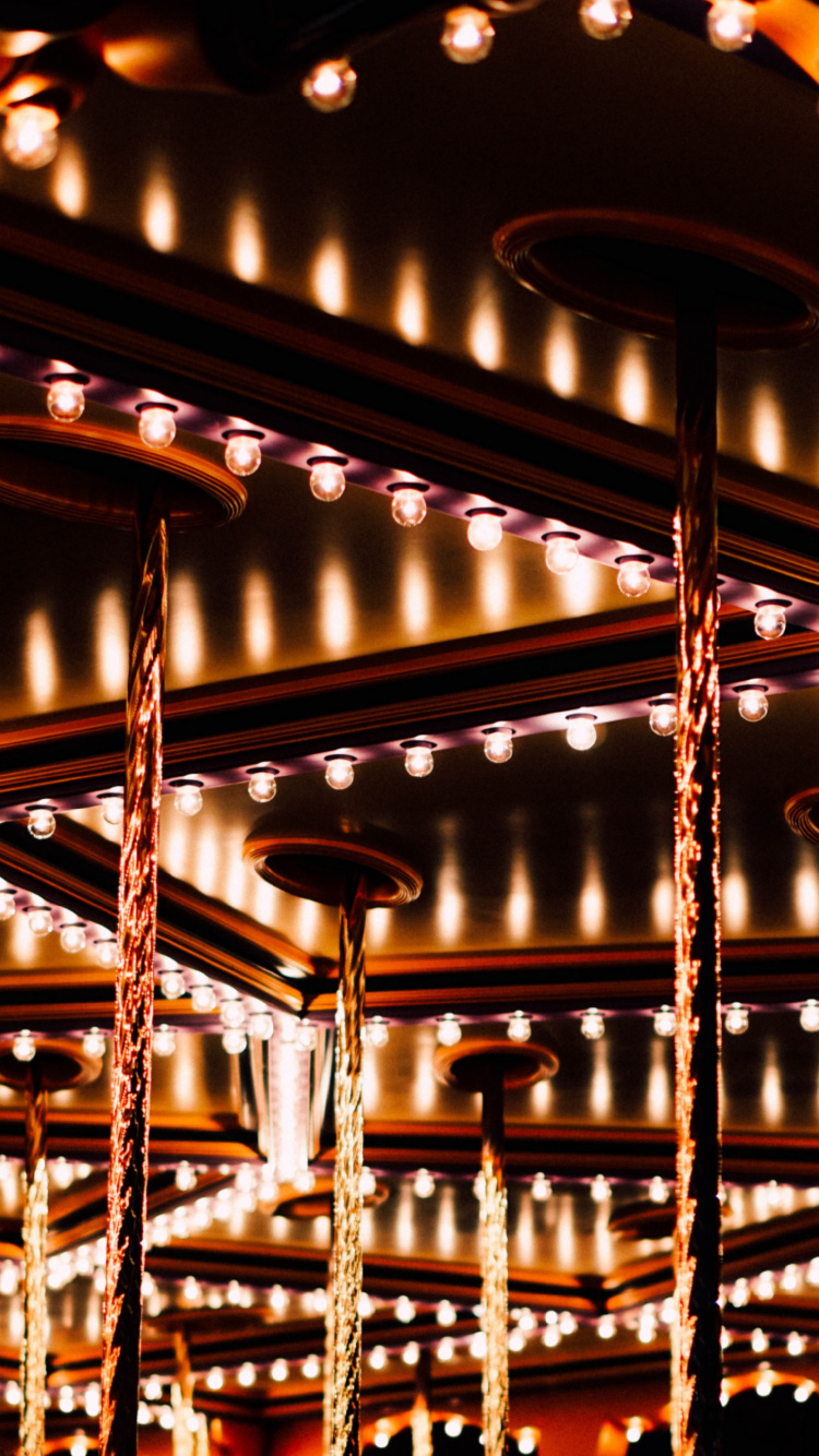 Обои парк развлечений, освещение, аттракцион, свет, ночь в разрешении 750x1334