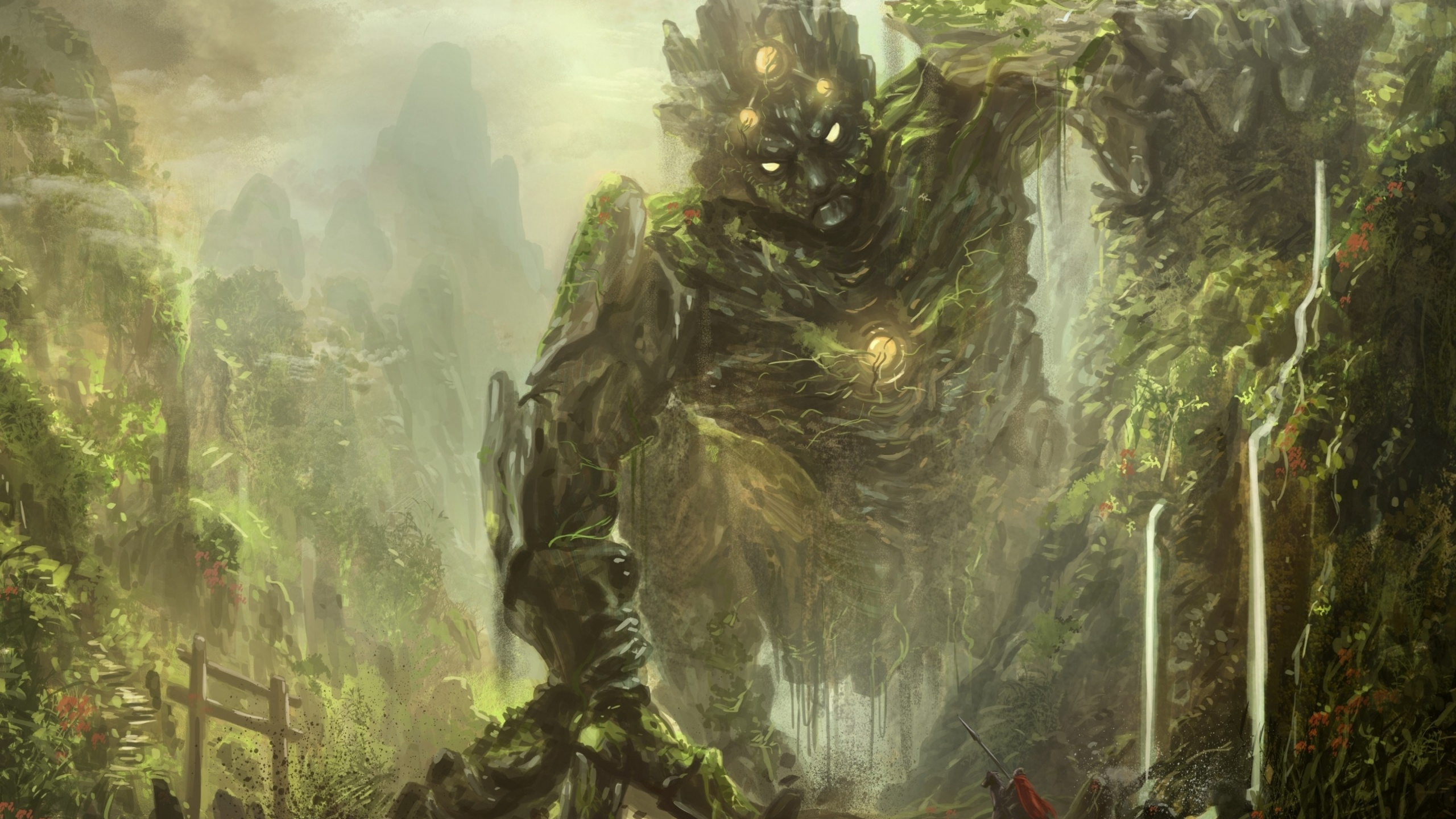 Обои фэнтези, фантастическое искусство, монстр, арт, легендарное существо в разрешении 2560x1440