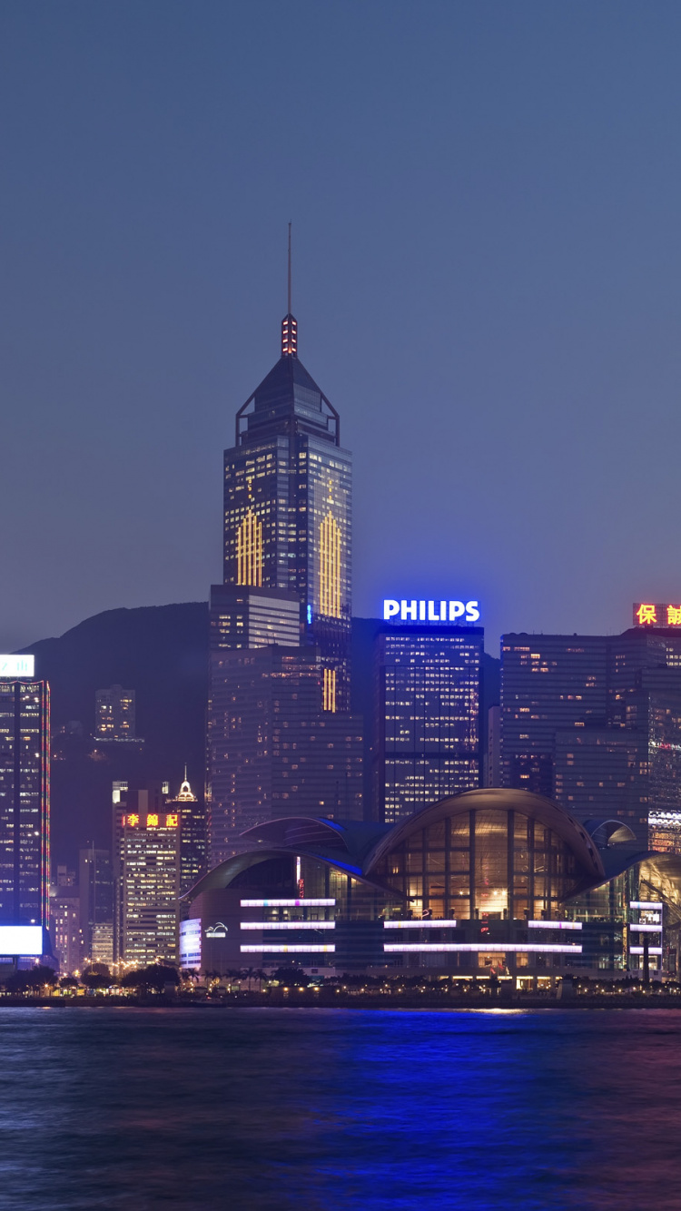 Обои Гавань Виктория, город, линия горизонта, городской пейзаж, метрополия в разрешении 750x1334