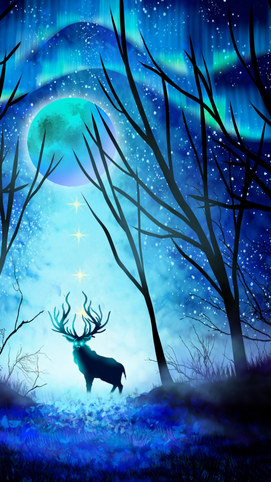 Обои ночь, синий, свет, природа, темнота в разрешении 1080x1920