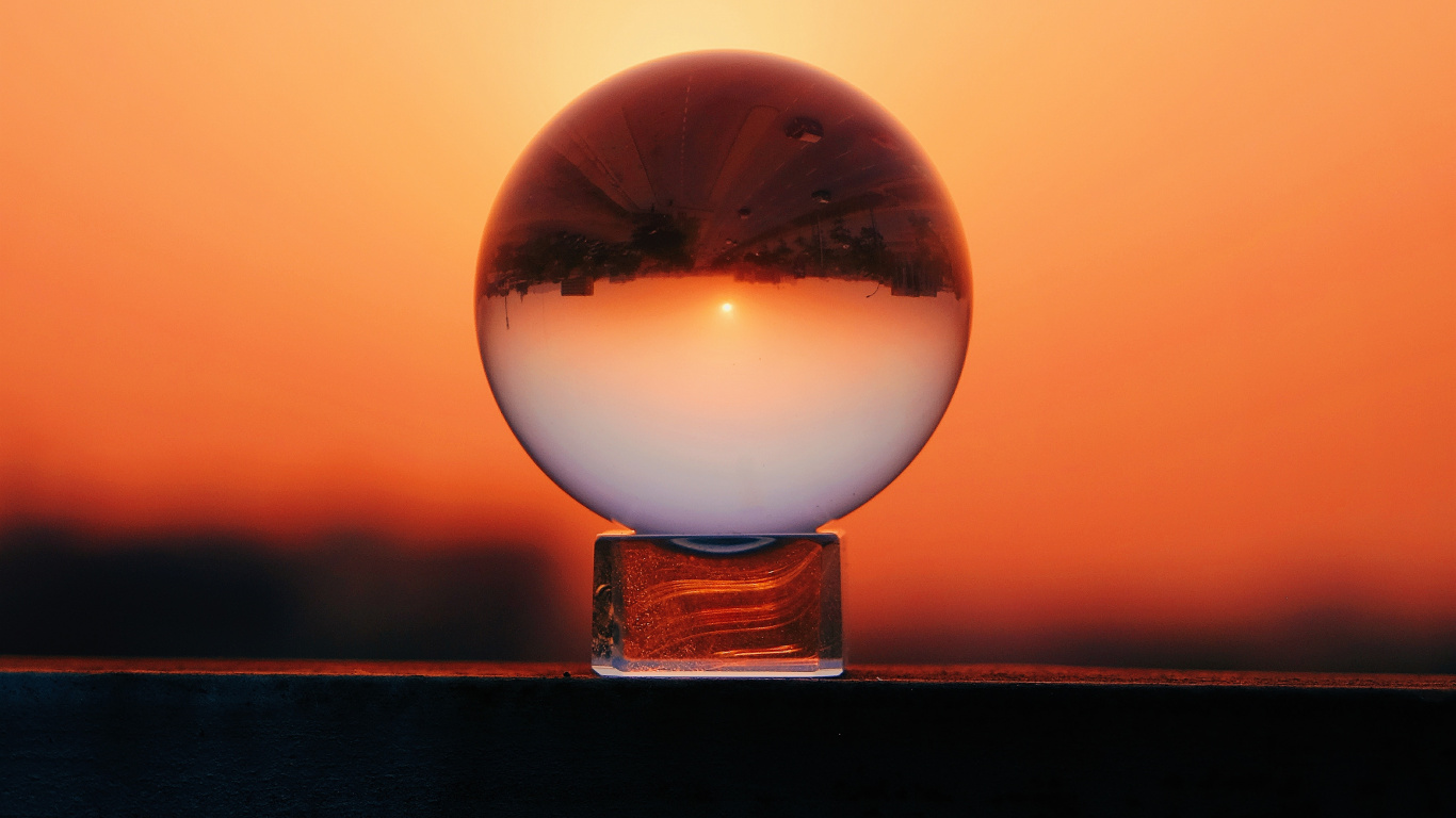 Обои Апельсин, горизонт, закат, восход солнца, спокойный в разрешении 1366x768