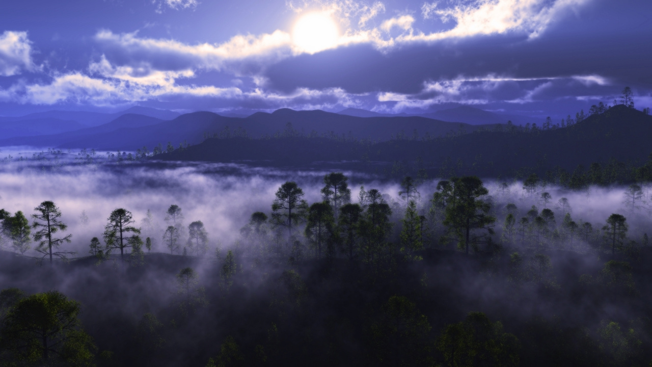 Обои облако, природа, туман, утро, рассвет в разрешении 1280x720