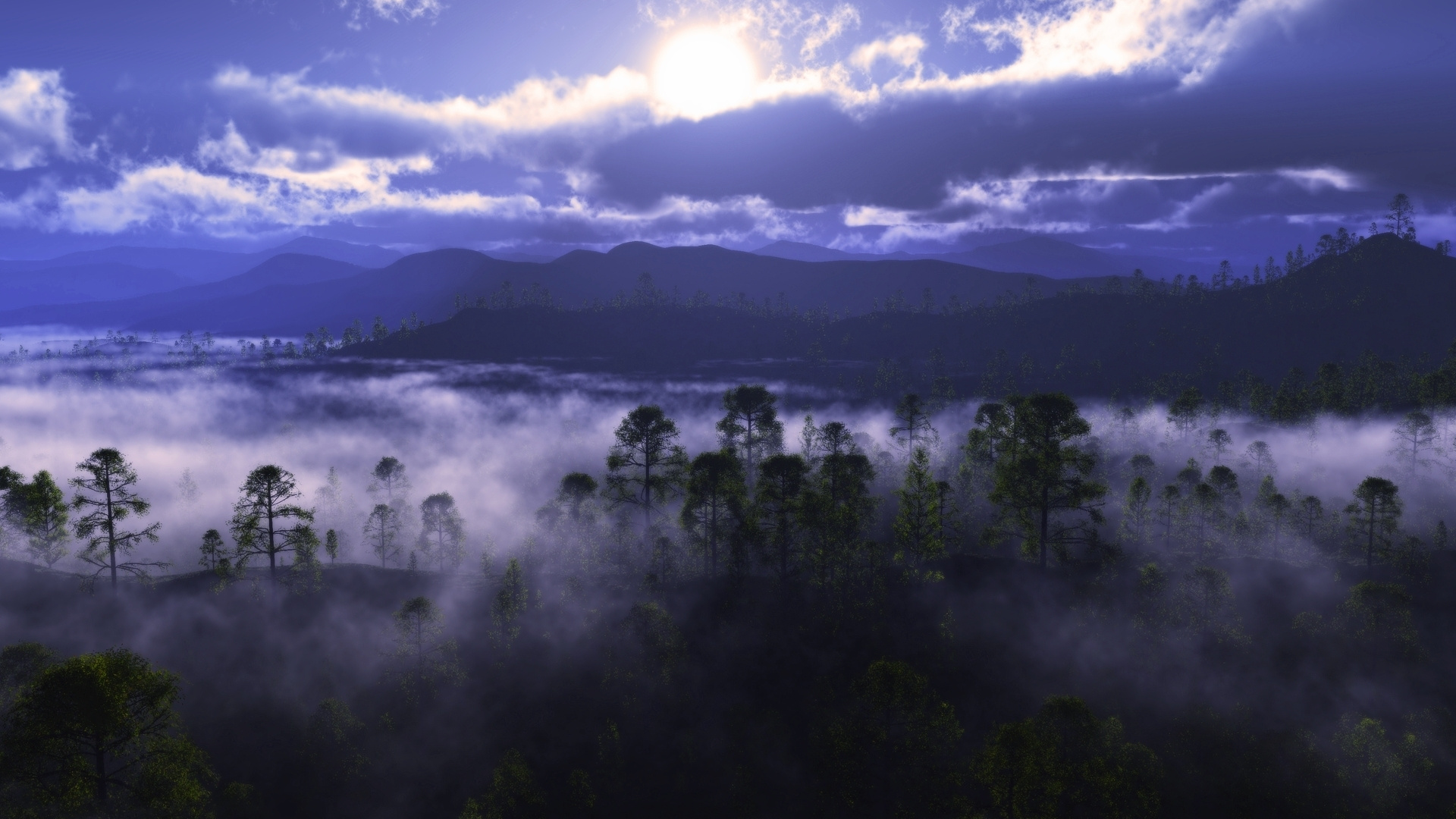 Обои облако, природа, туман, утро, рассвет в разрешении 1920x1080