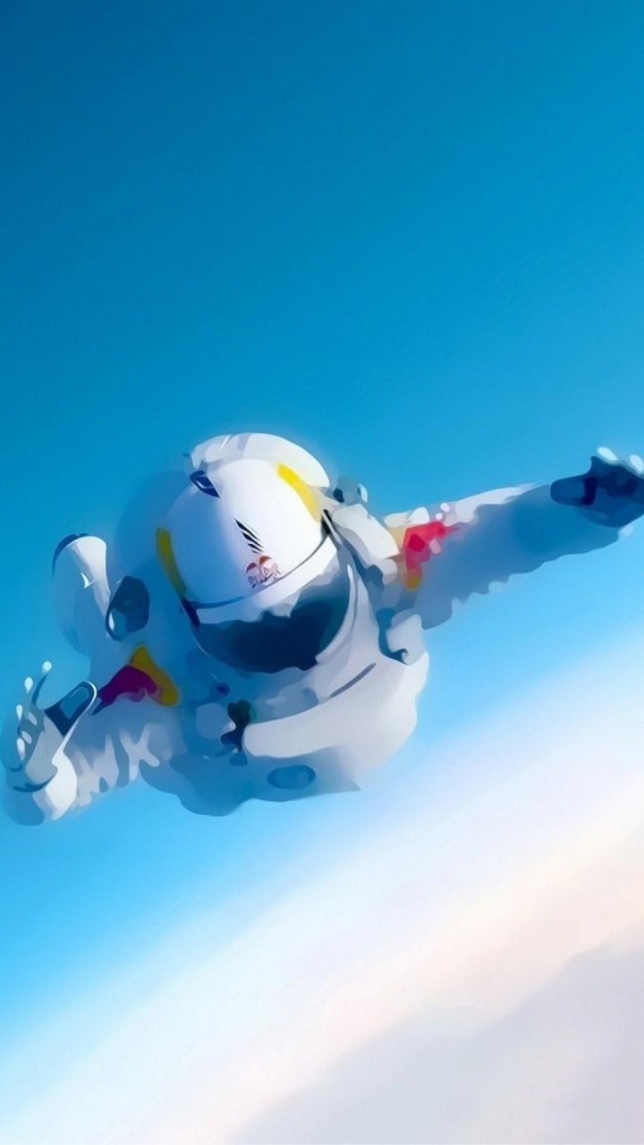 Обои Ред Булл Стратос, Red Bull, парашютный спорт, экстремальный вид спорта, воздушные виды спорта в разрешении 720x1280