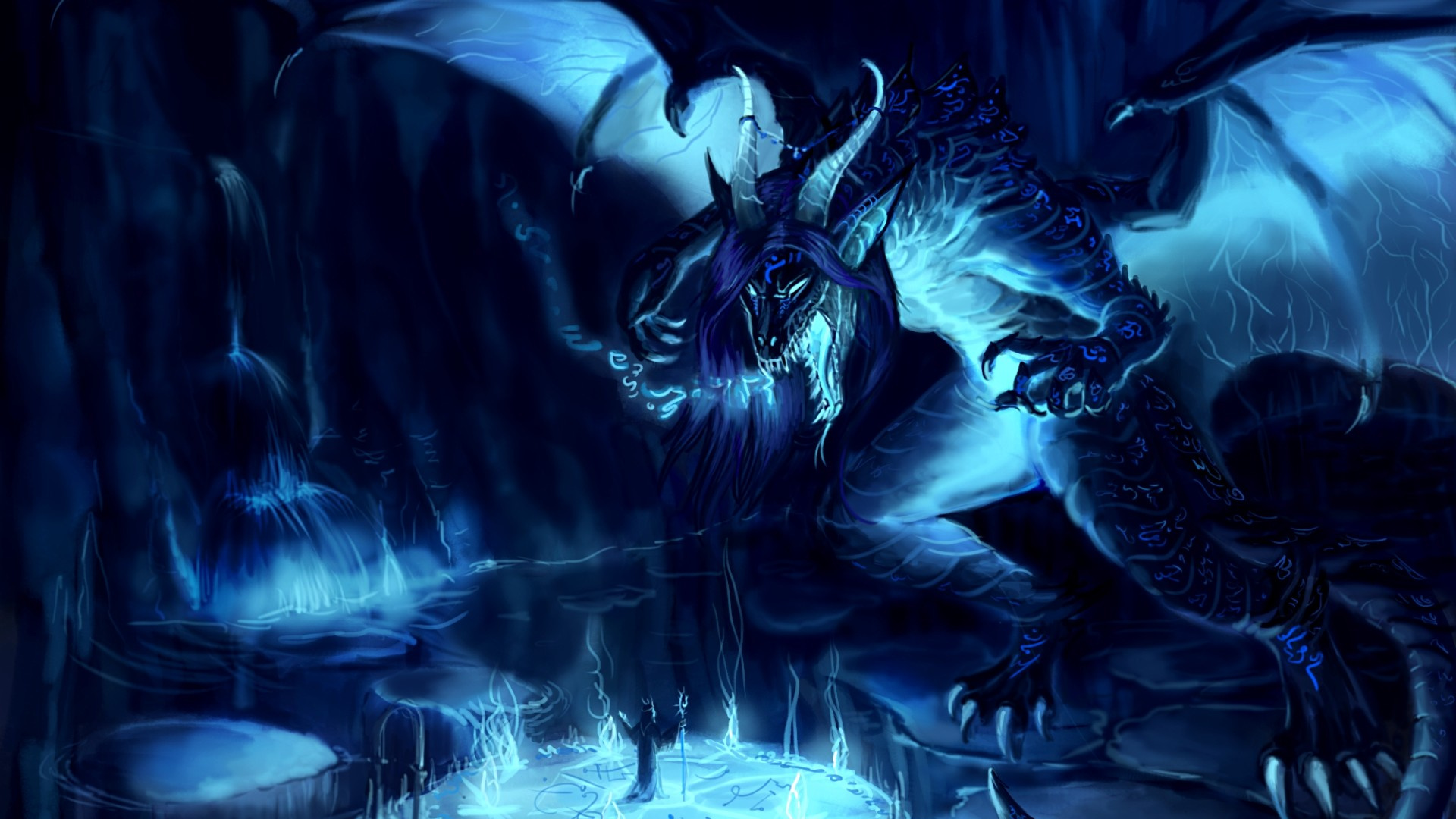 Обои дракон, темнота, мифическое существо, эпическая игра, мифология в разрешении 1920x1080