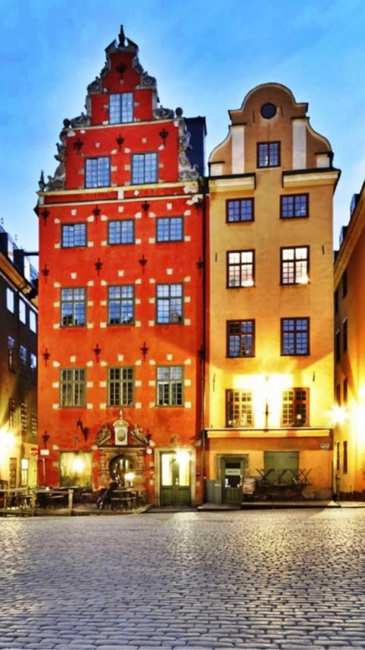 Обои водный путь, городок, здание, город, ориентир в разрешении 750x1334