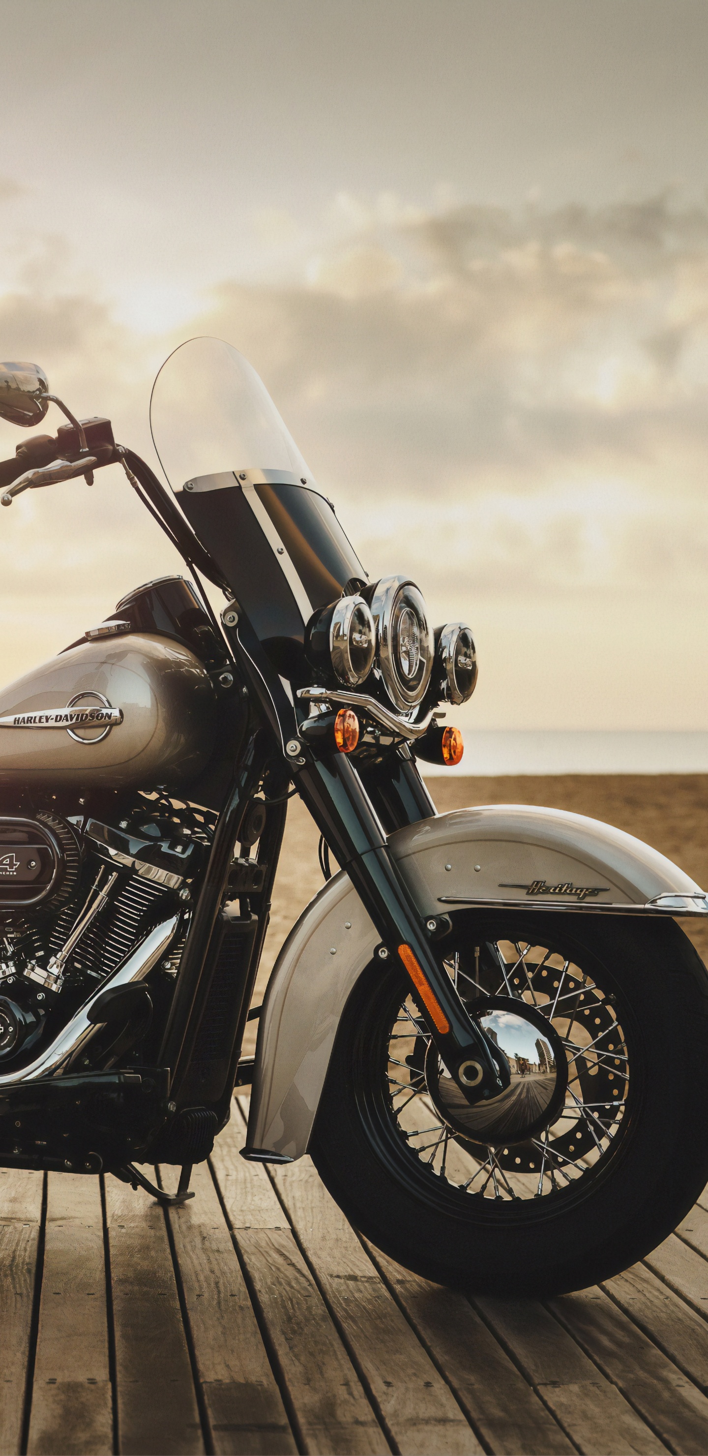 Обои Харлей Дэвидсон, мотоцикл, крейсер, авто, автомобильные шины в разрешении 1440x2960
