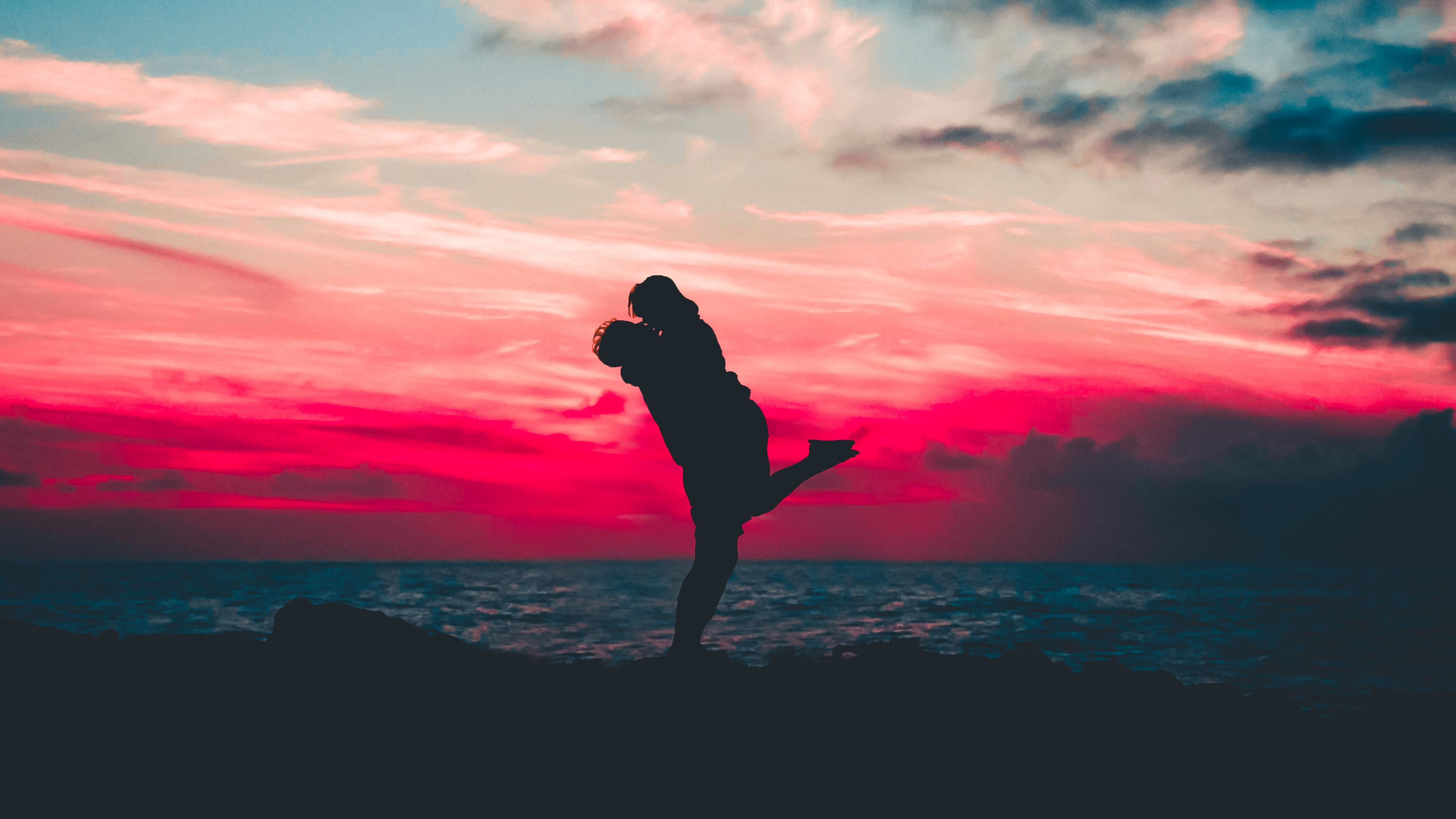 Обои облако, розовый, атмосфера, дерево, послесвечение в разрешении 3840x2160