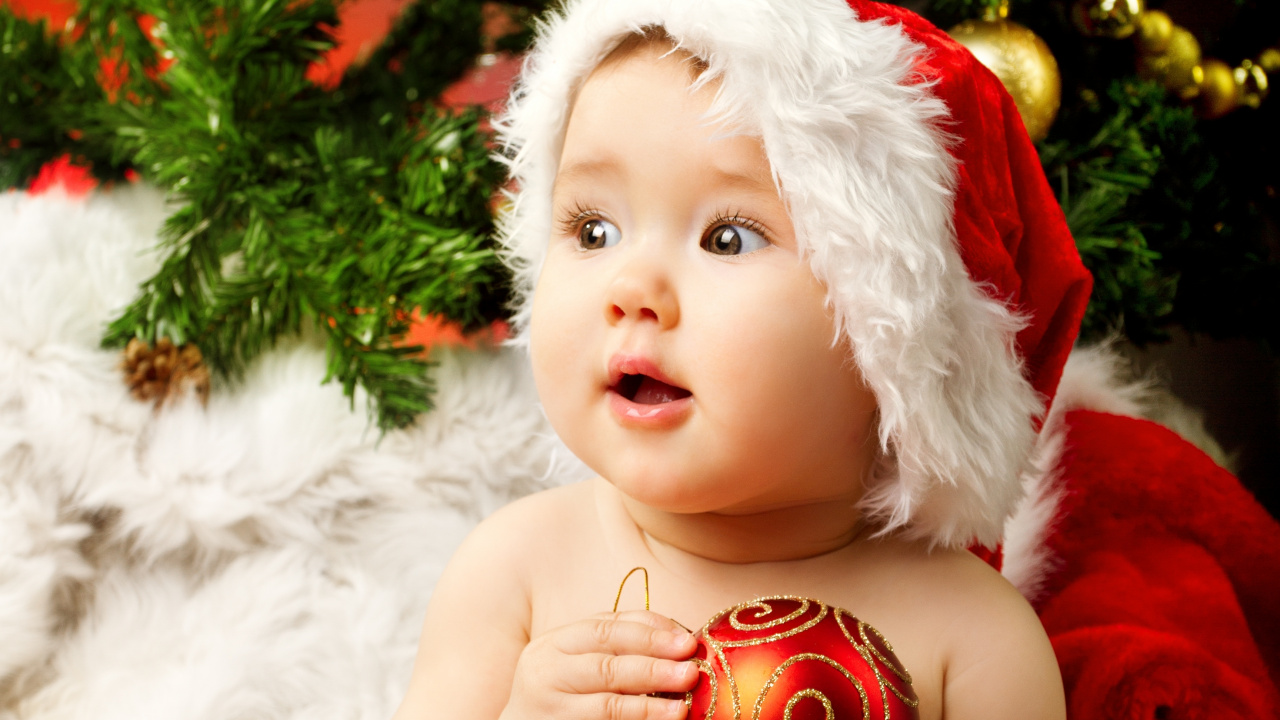 Обои Рождественский день, младенец, привлекательность, Рождество, ребенок в разрешении 1280x720