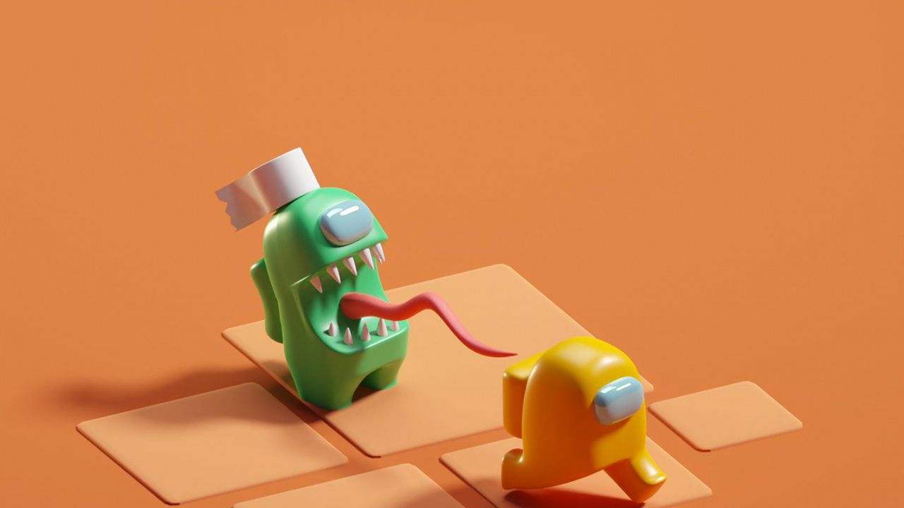 Обои Among Us, сфонди среди нас, игрушка, пластик, детские игрушки в разрешении 1280x720