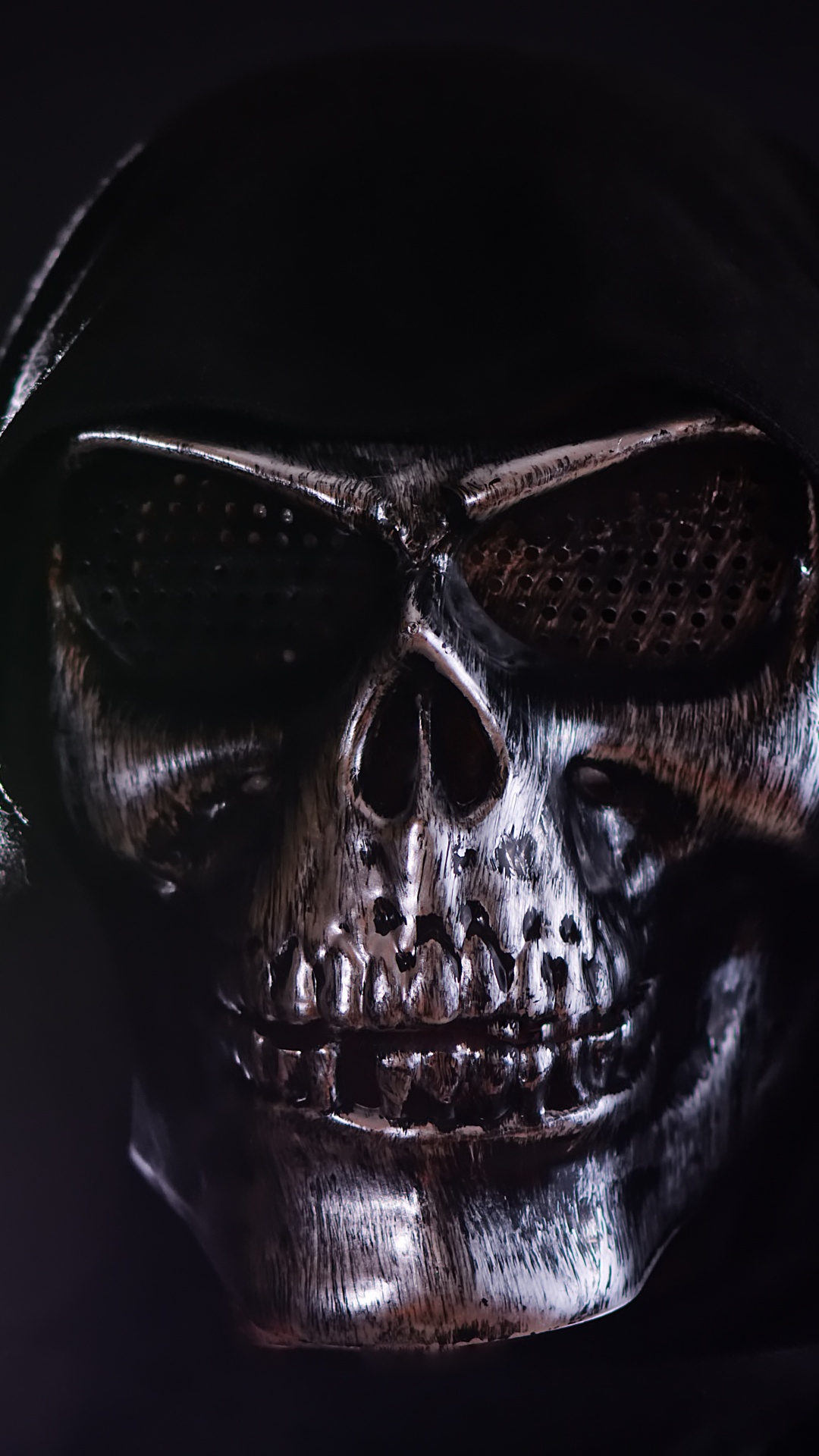 Обои черный, череп, голова, кость, темнота в разрешении 1080x1920