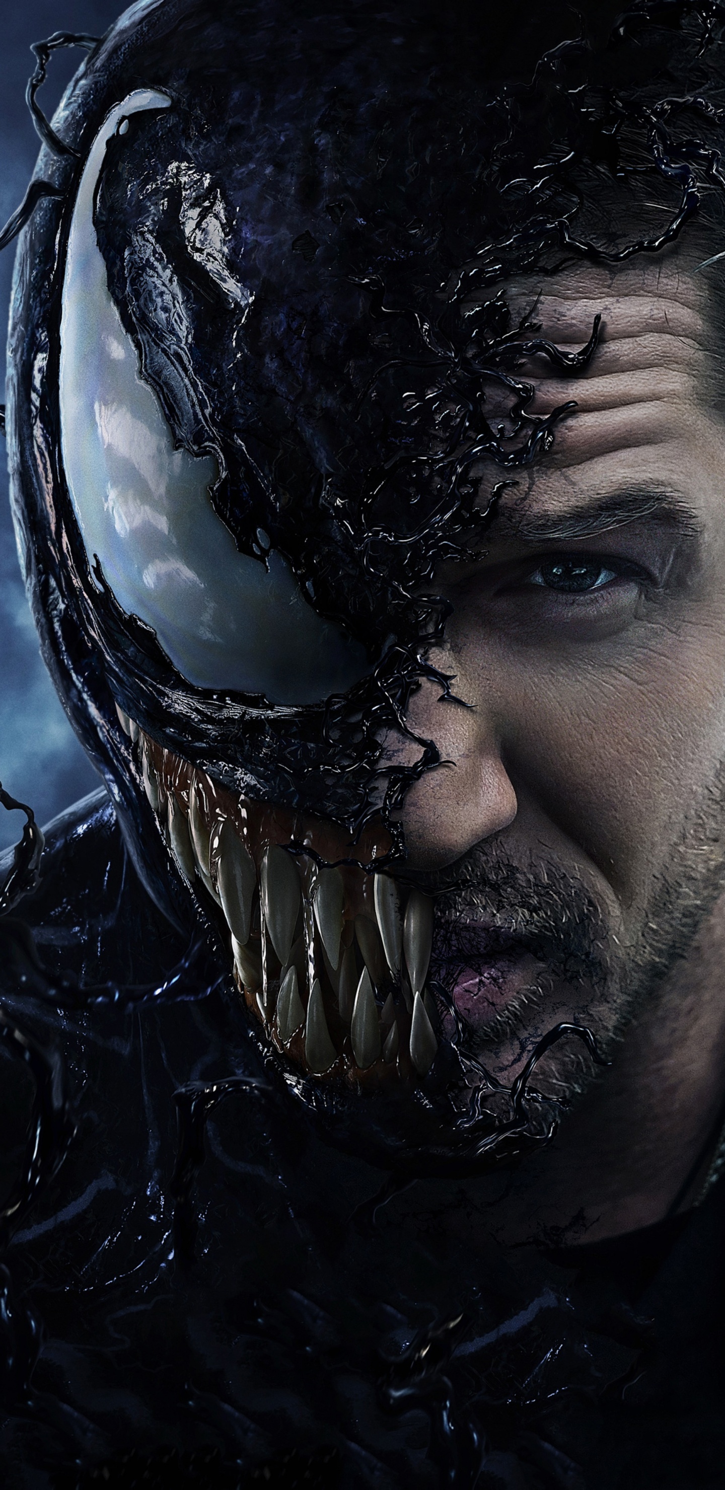 Обои Плакат Тома Харди «Веном», Том Харди, веном, Эдди Брок, постер в разрешении 1440x2960