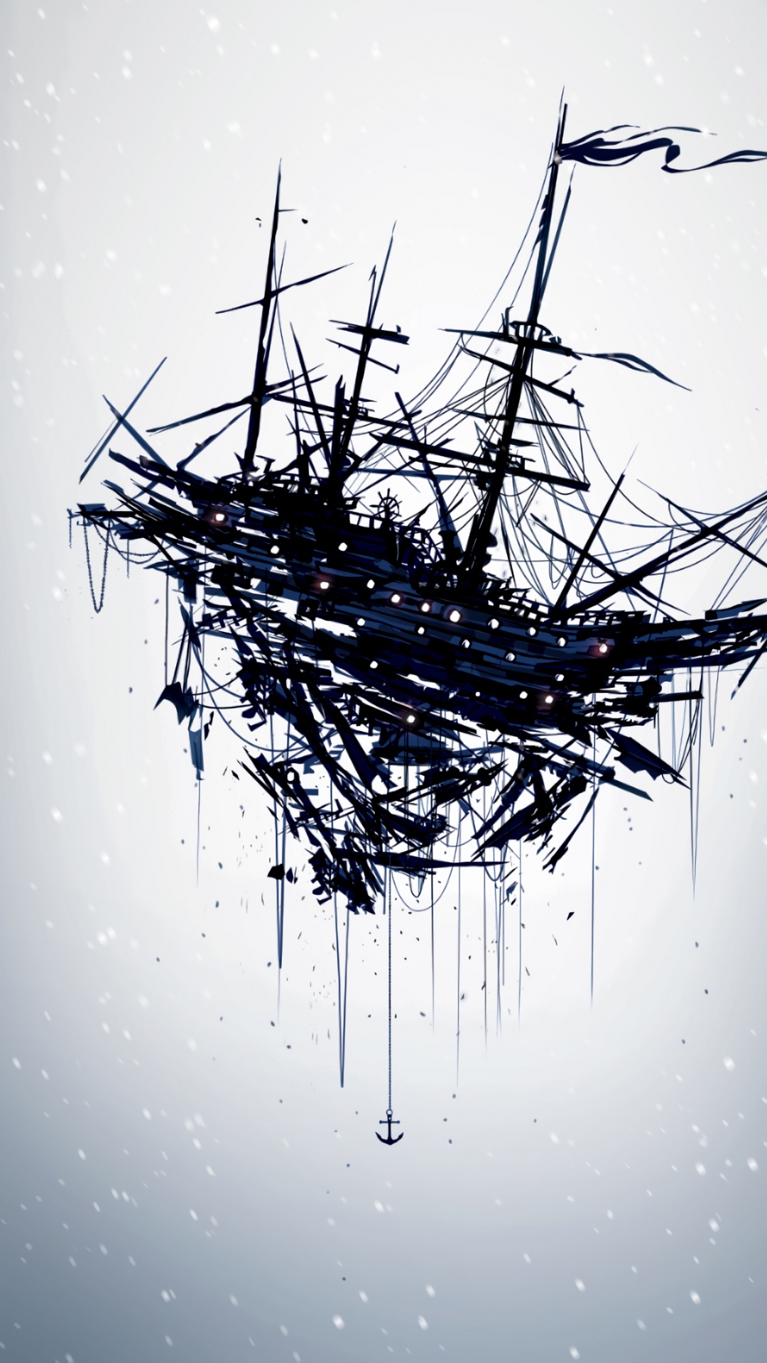 Обои судно, корабль призрак, иллюстрация, chasingartwork корабль, жидкий в разрешении 1080x1920