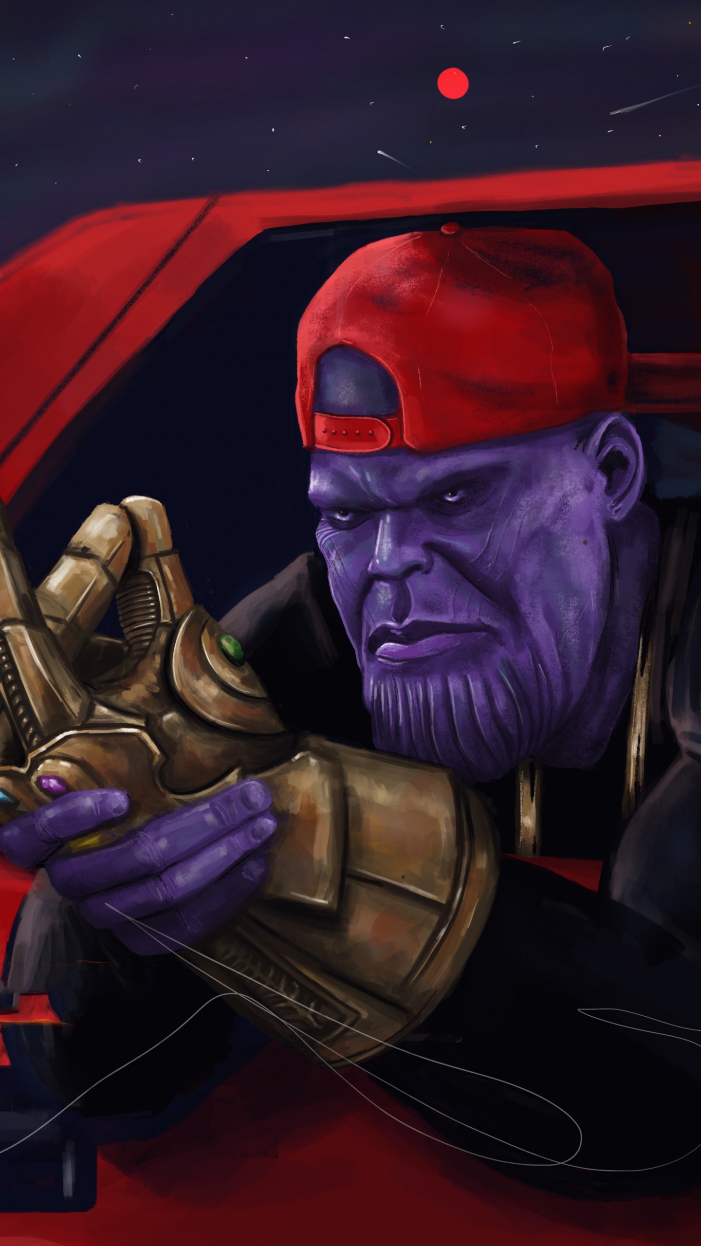 Обои Танос, иллюстрация, арт, космос, артист в разрешении 1440x2560