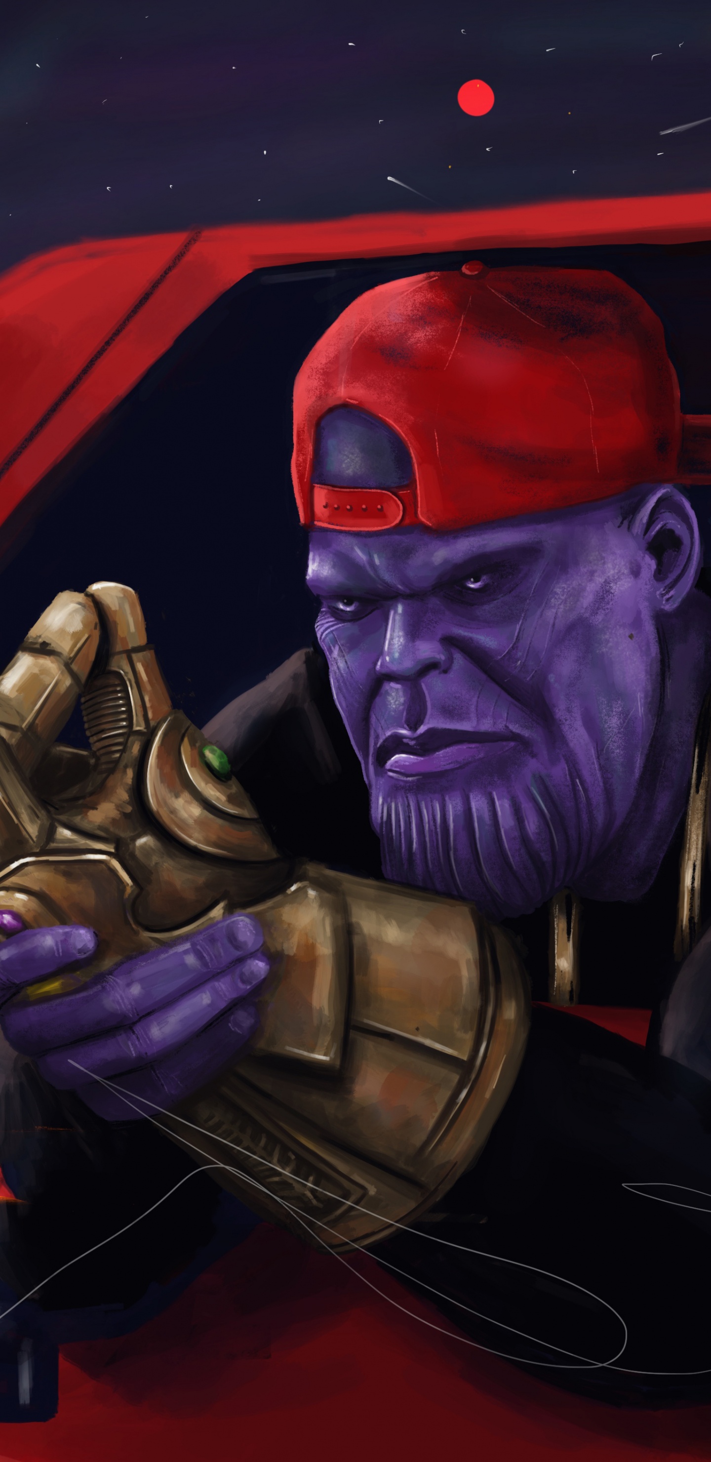 Обои Танос, иллюстрация, арт, космос, артист в разрешении 1440x2960