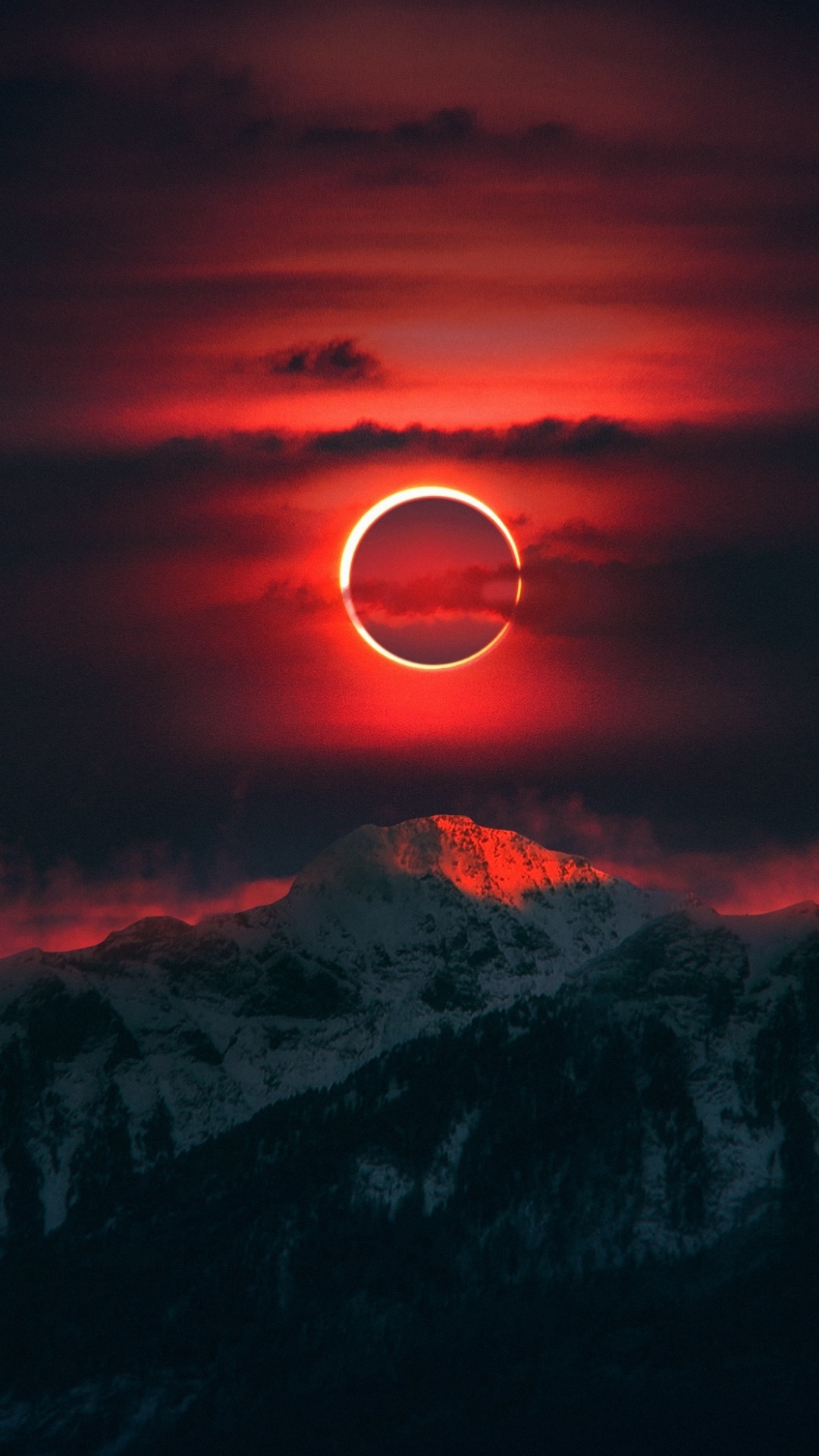 Обои закат, красный цвет, астрономический объект, Оранжевый цвет, луна в разрешении 1080x1920