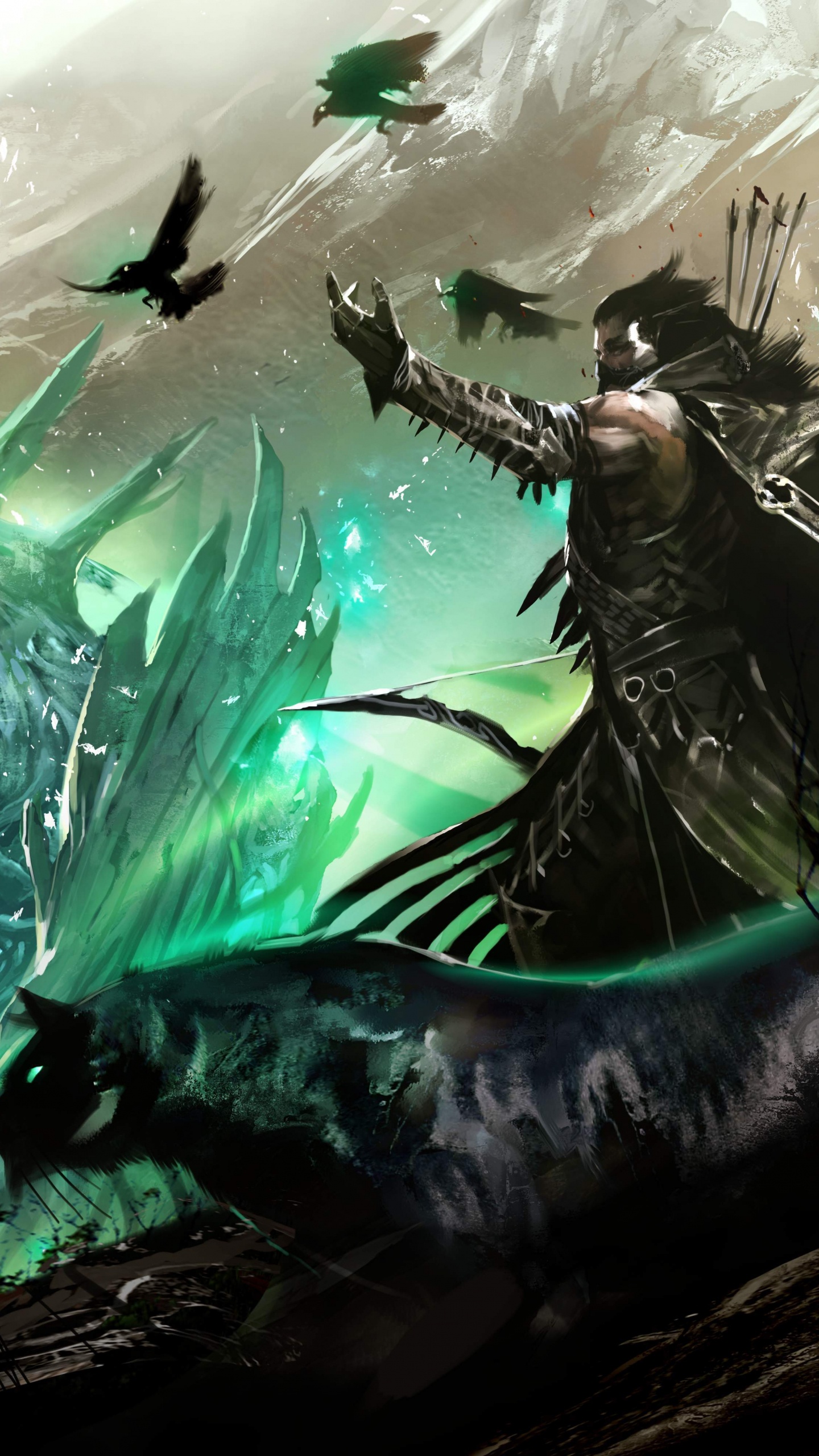 Обои guild wars 2 heart of thorns, странник, компьютерная игра, иллюстрация, Цифровой композитинг в разрешении 1440x2560