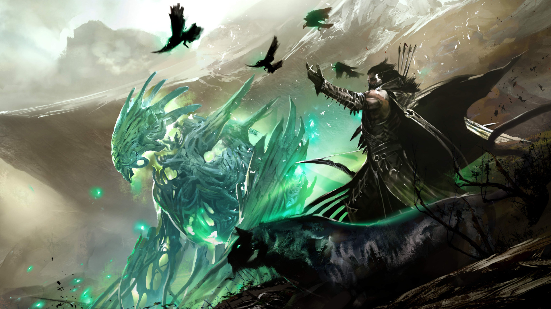 Обои guild wars 2 heart of thorns, странник, компьютерная игра, иллюстрация, Цифровой композитинг в разрешении 1920x1080