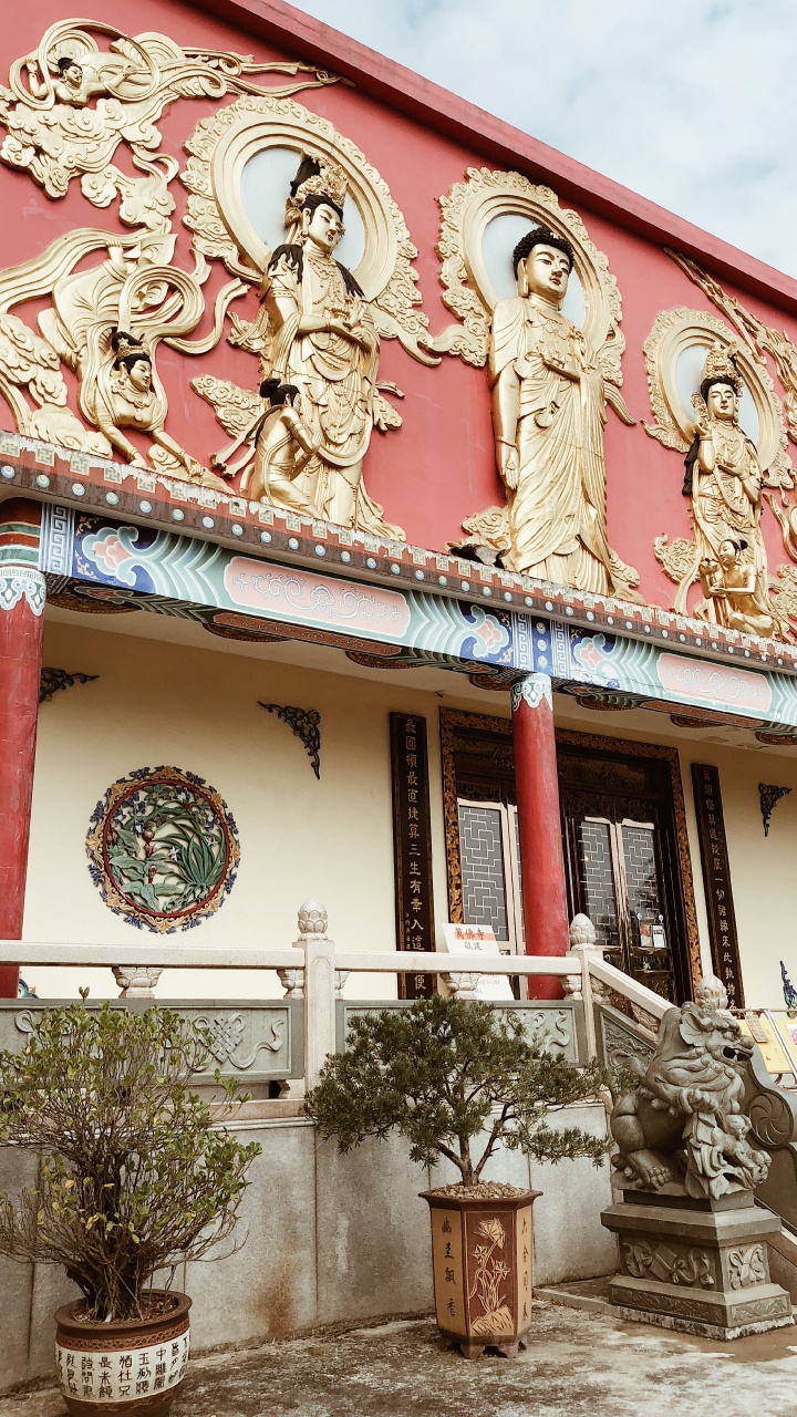 Обои фасад, цветочный горшок, скульптура, ориентир, комнатное растение в разрешении 720x1280