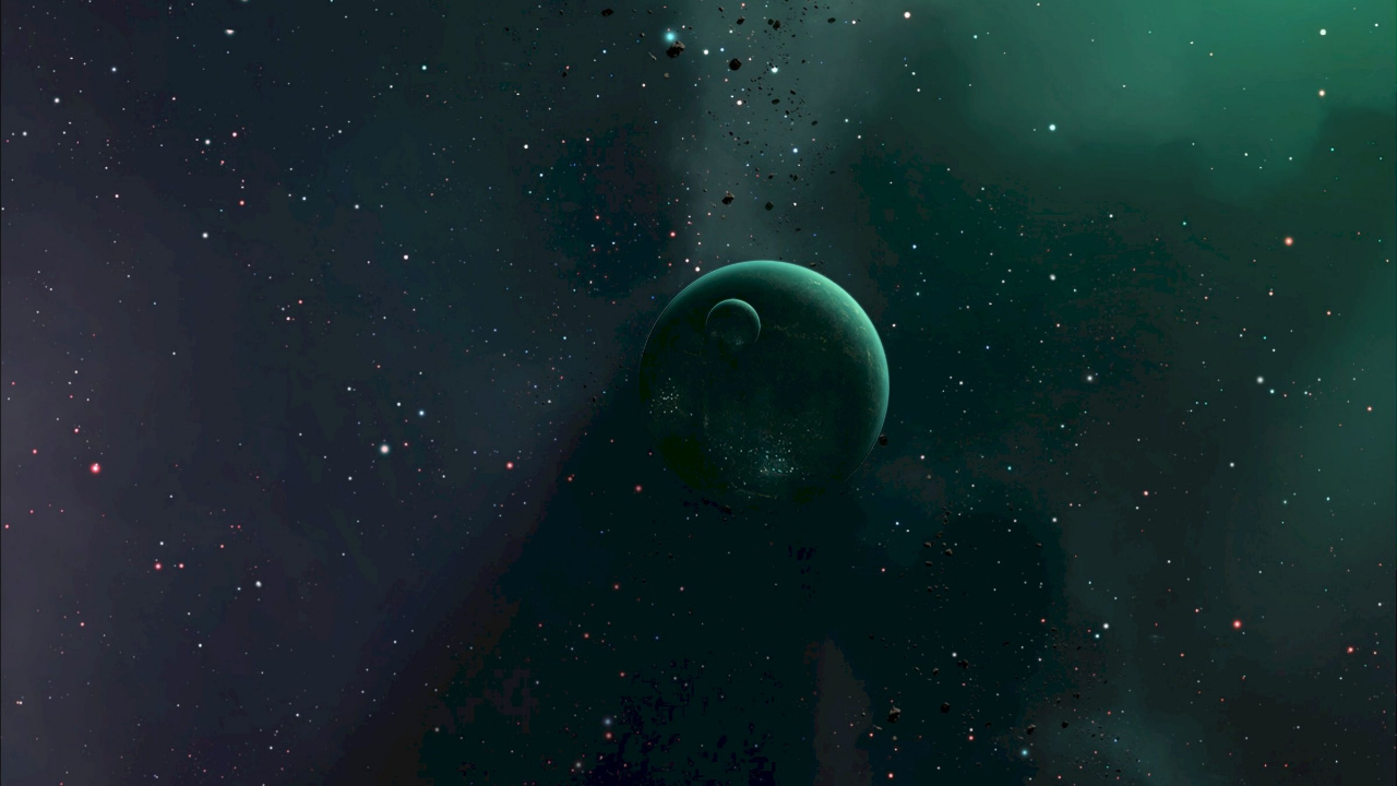 Обои зеленый, космическое пространство, астрономический объект, космос, атмосфера в разрешении 1280x720