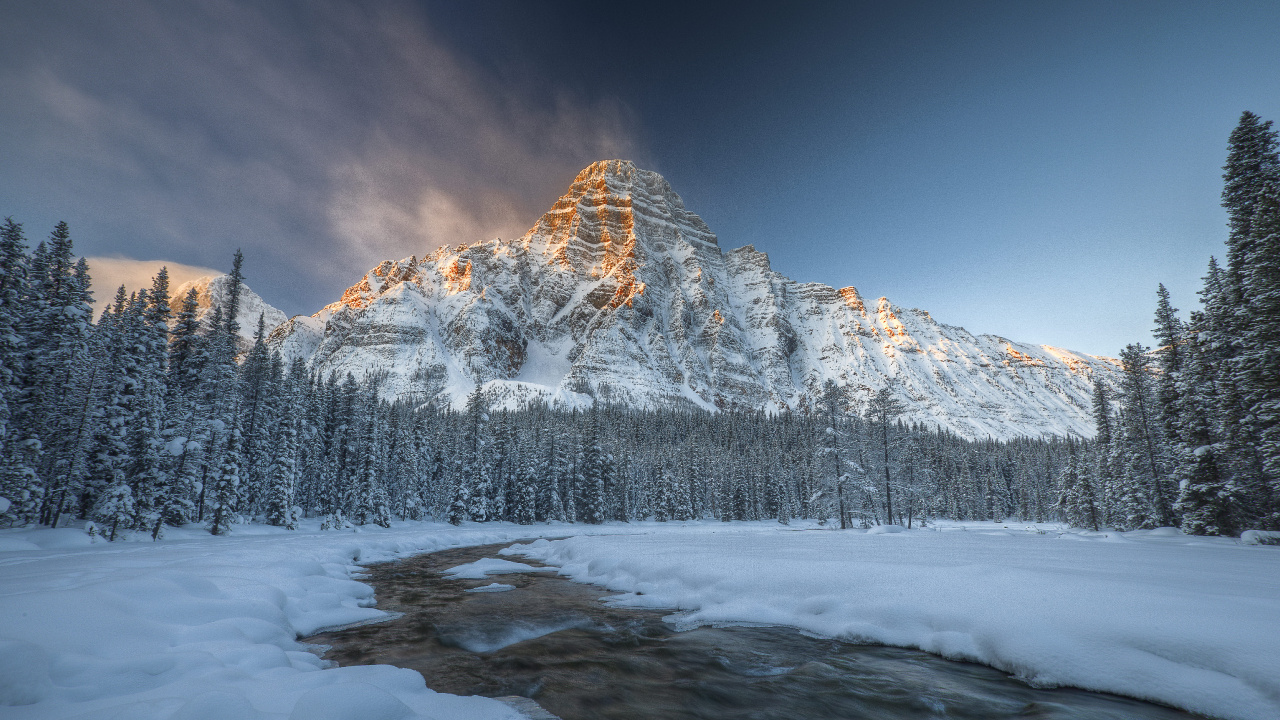 Обои Крепление Хефрена, гора, снег, зима, природа в разрешении 1280x720