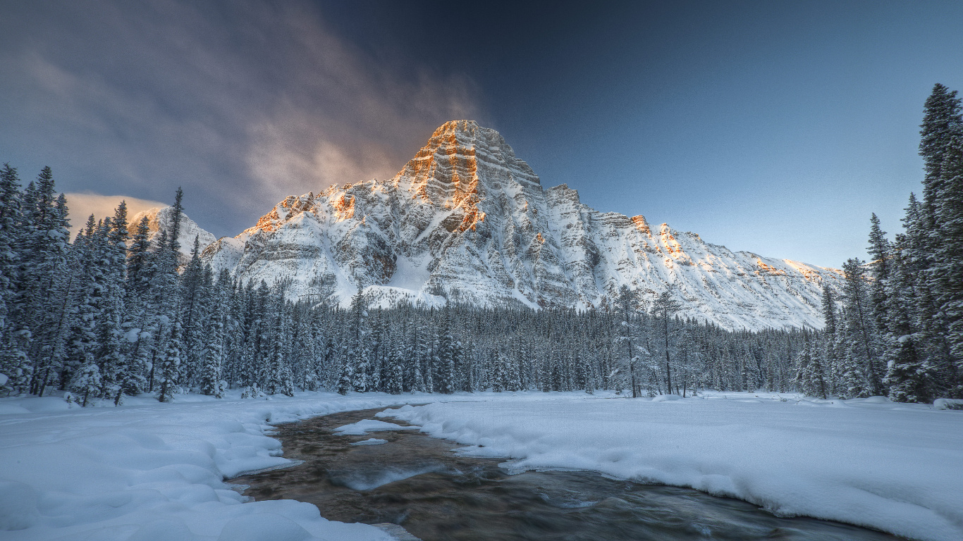 Обои Крепление Хефрена, гора, снег, зима, природа в разрешении 1366x768