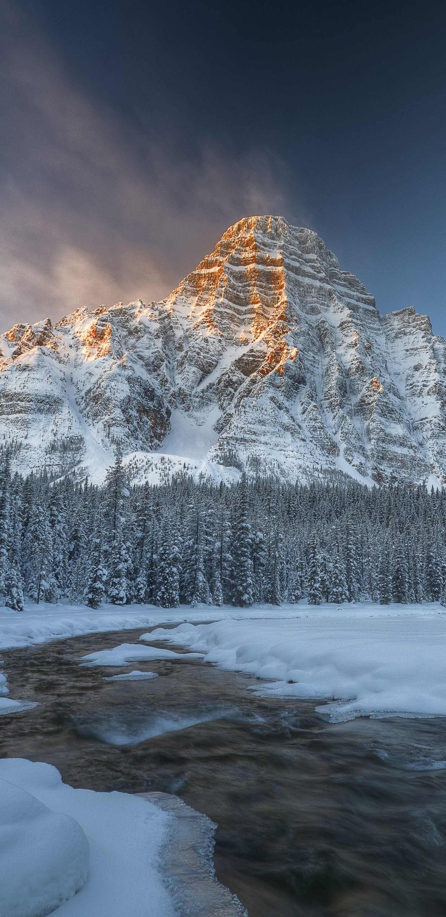 Обои Крепление Хефрена, гора, снег, зима, природа в разрешении 1440x2960