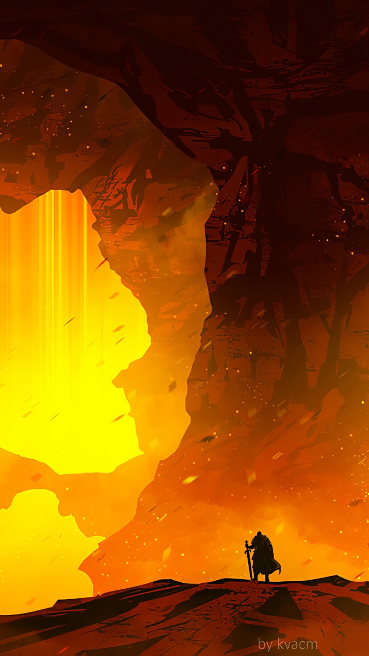 Обои цифровое искусство, арт, тепло, Пещеры лавы, формирование в разрешении 720x1280
