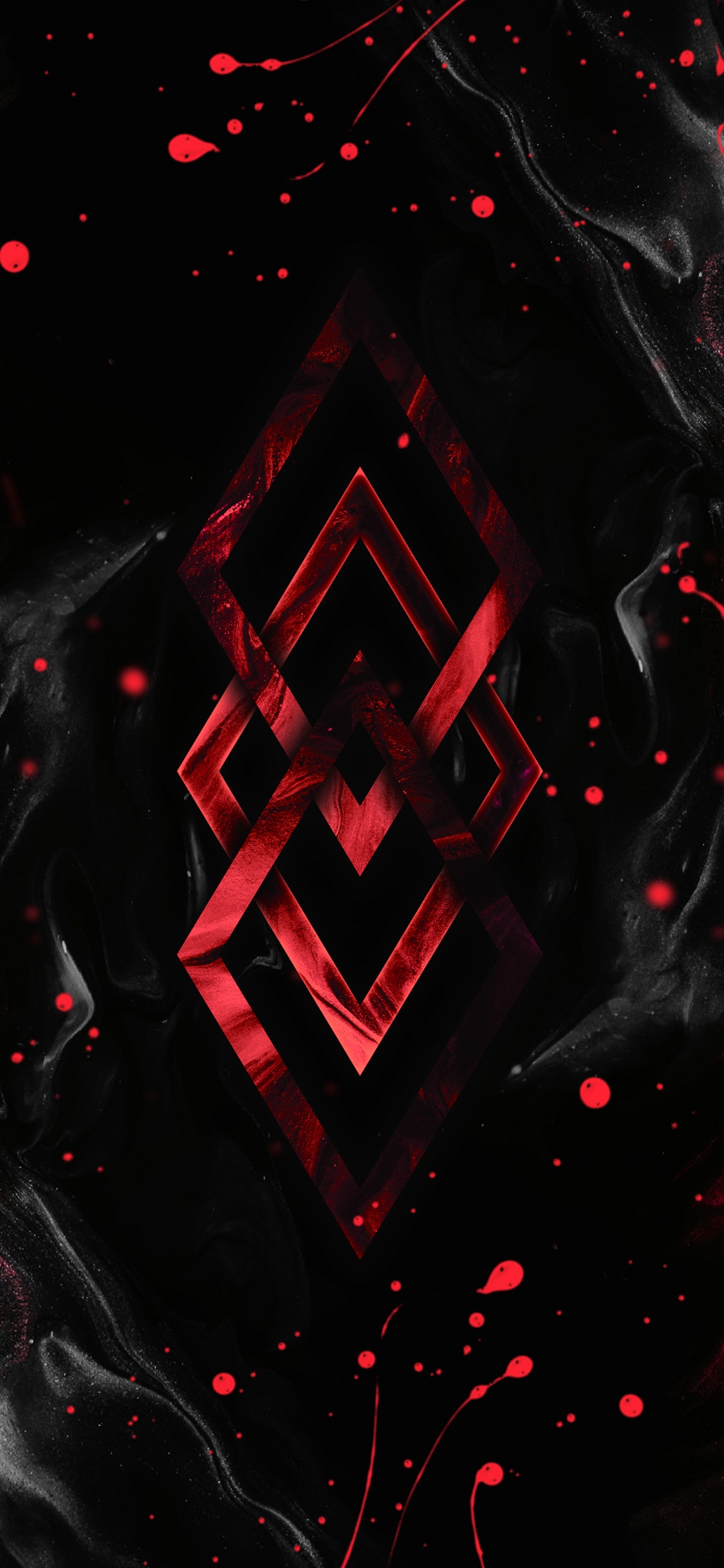 Обои темнота, треугольник, пурпурный цвет, узор, арт в разрешении 1125x2436