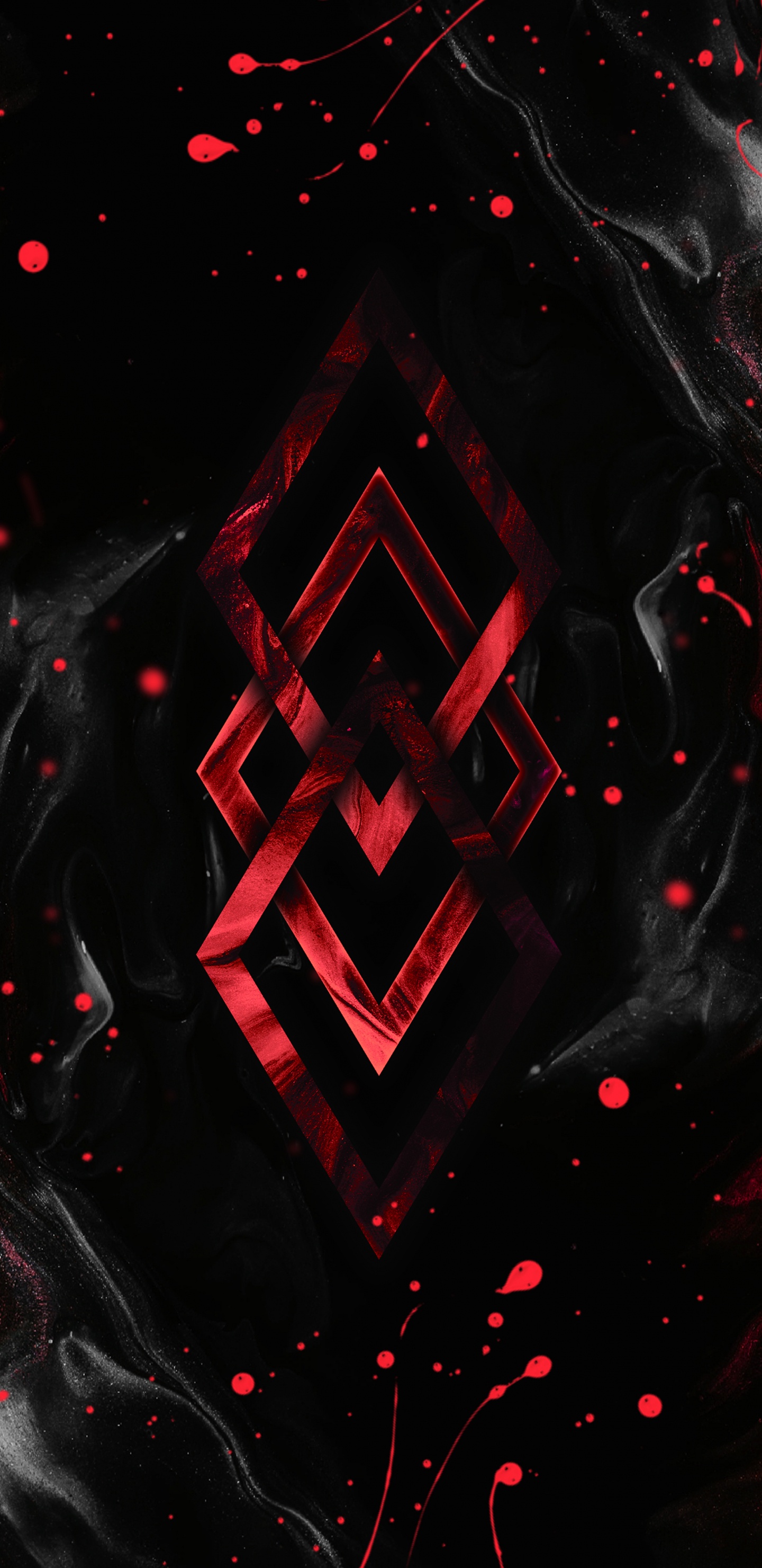 Обои темнота, треугольник, пурпурный цвет, узор, арт в разрешении 1440x2960