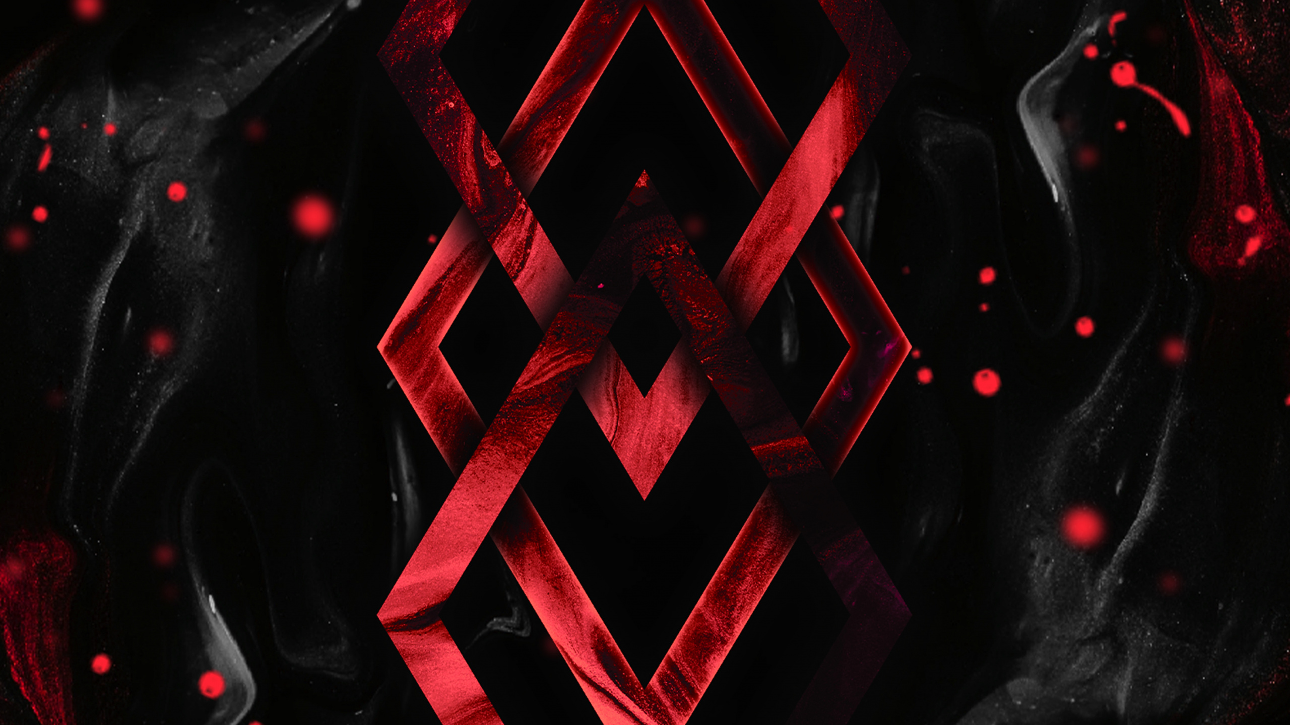 Обои темнота, треугольник, пурпурный цвет, узор, арт в разрешении 2560x1440