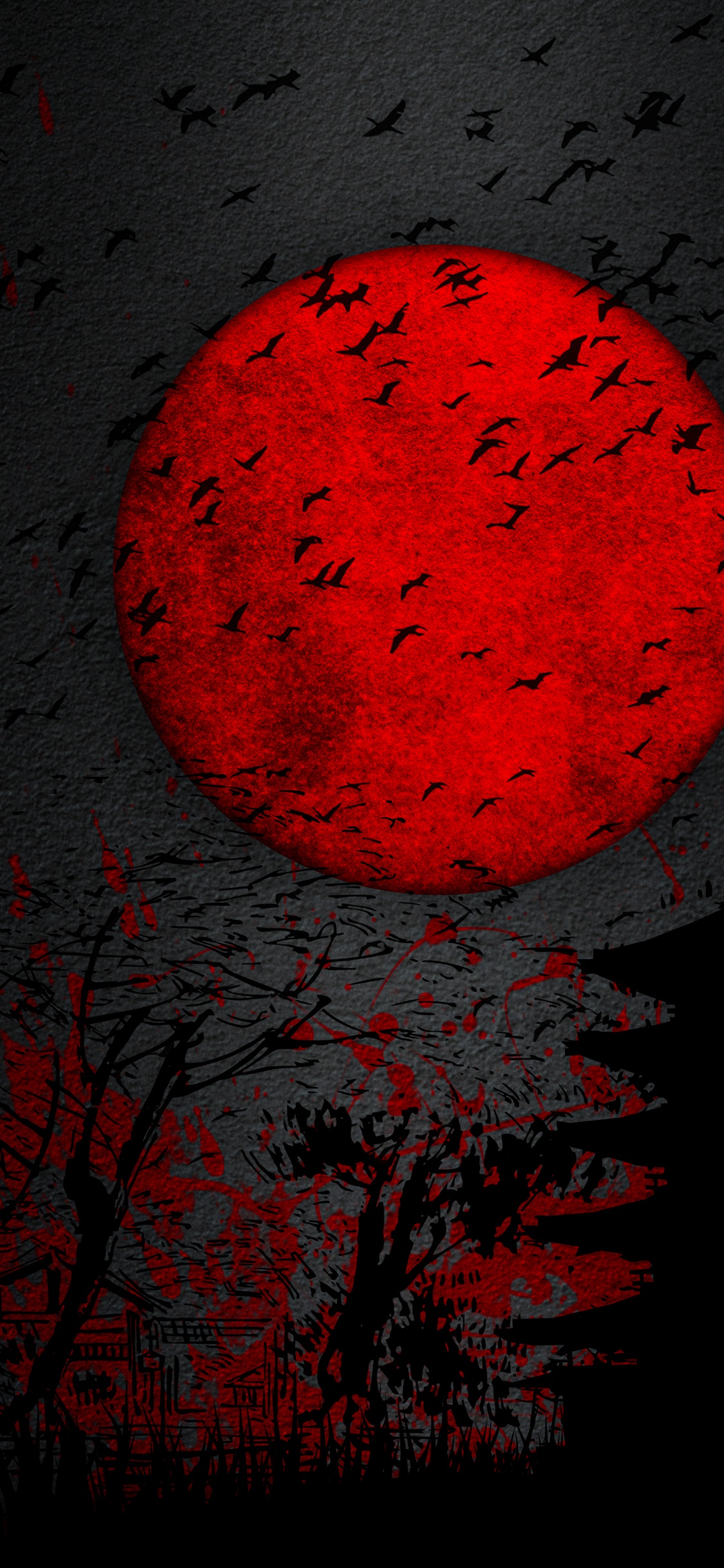 Обои темнота, визуальное искусство, графика, природа, лист в разрешении 1125x2436