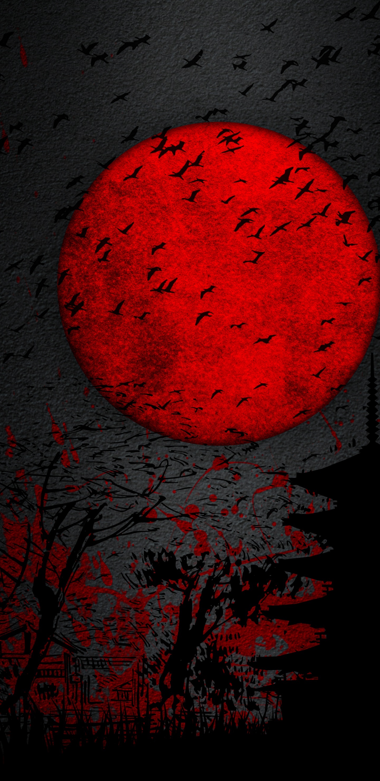 Обои темнота, визуальное искусство, графика, природа, лист в разрешении 1440x2960