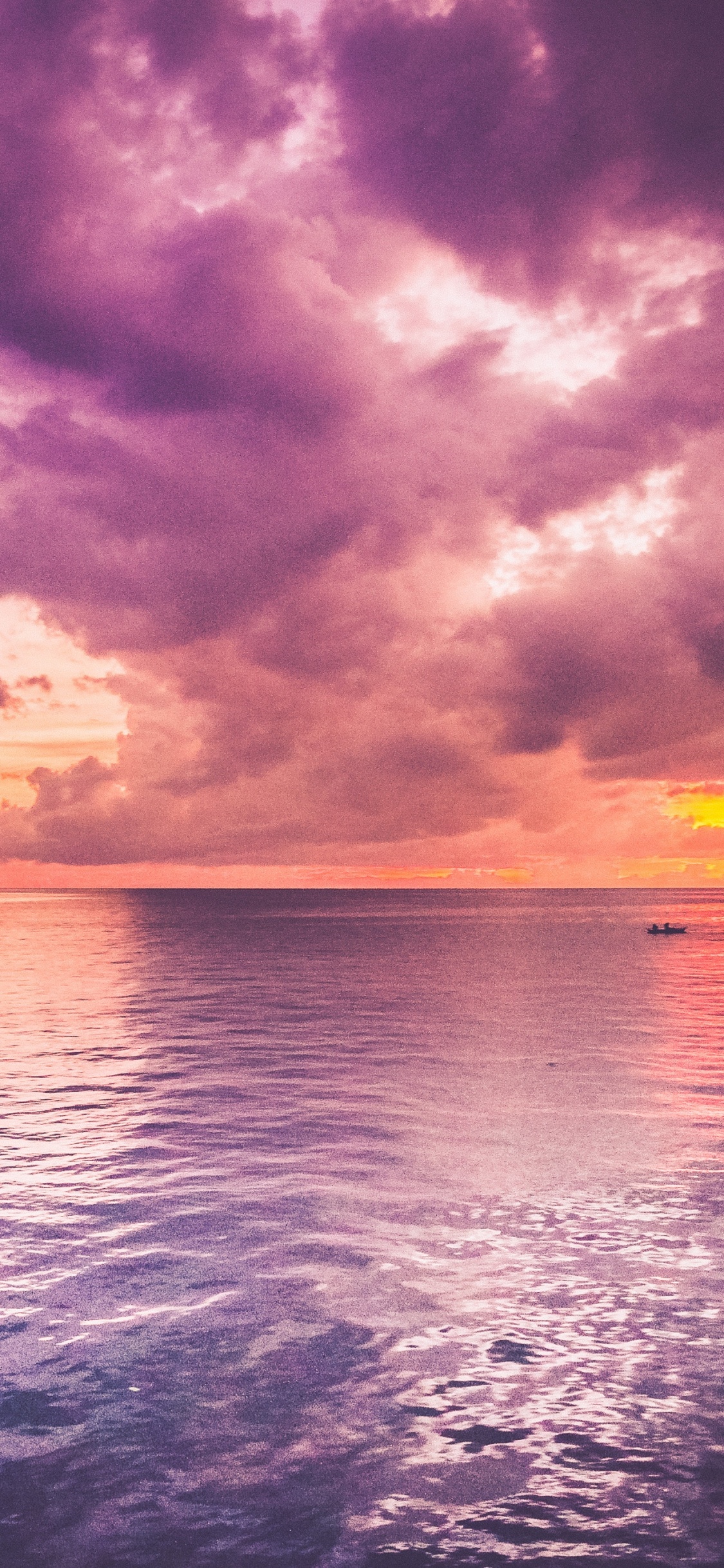 Обои закат, горизонт, море, водоем, природа в разрешении 1125x2436