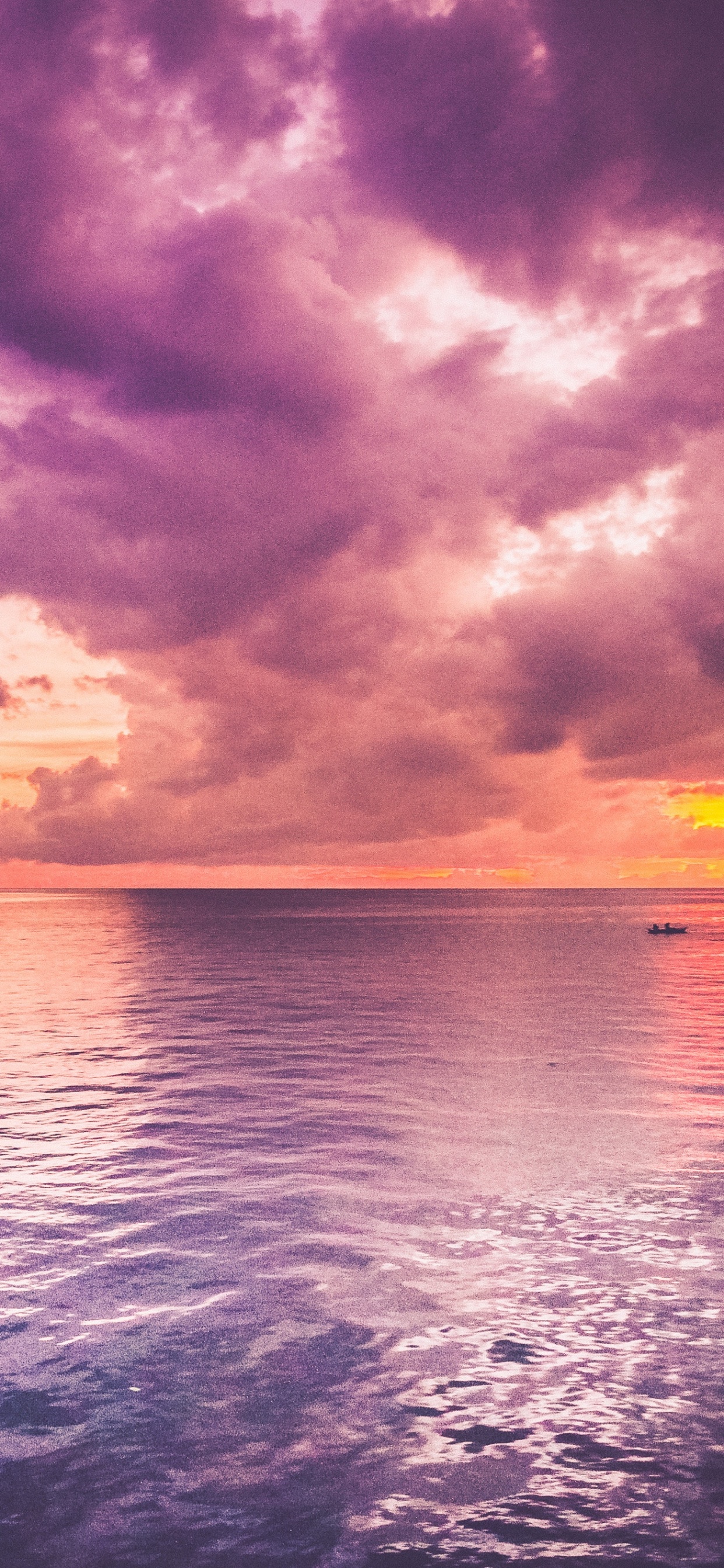 Обои закат, горизонт, море, водоем, природа в разрешении 1242x2688