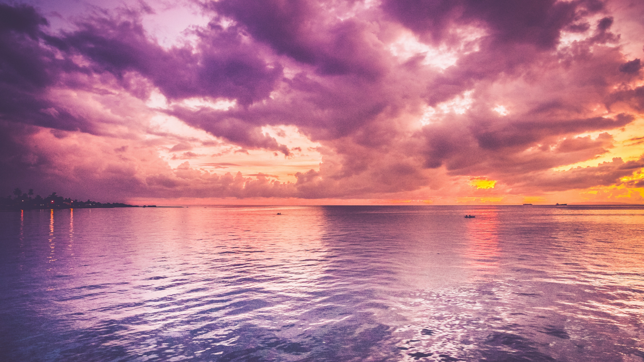 Обои закат, горизонт, море, водоем, природа в разрешении 2560x1440