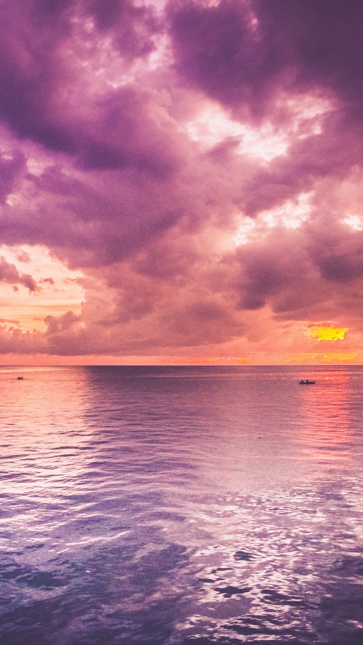 Обои закат, горизонт, море, водоем, природа в разрешении 720x1280